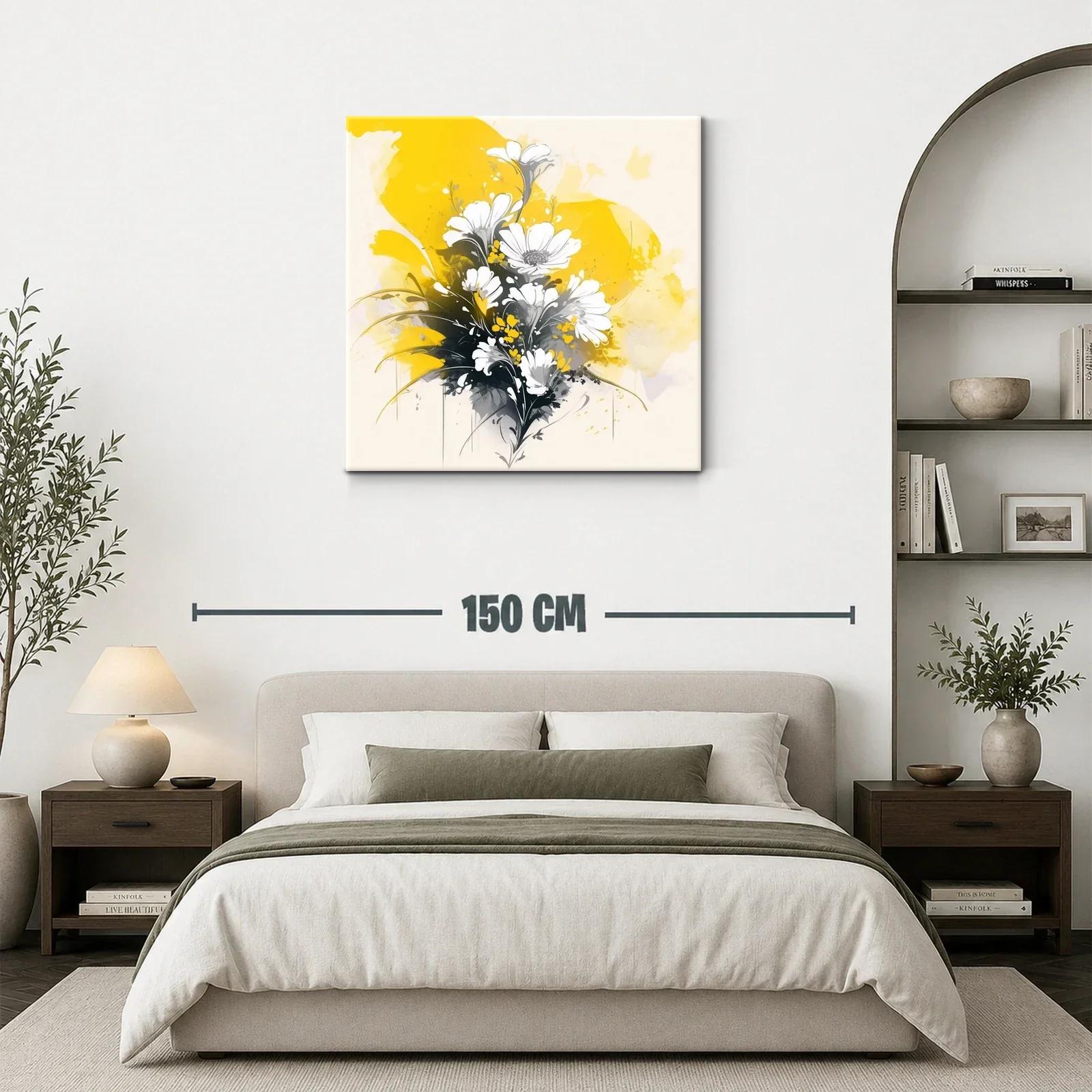 Ramo de flores blancas con fondo vibrante en amarillo — miniatura 3