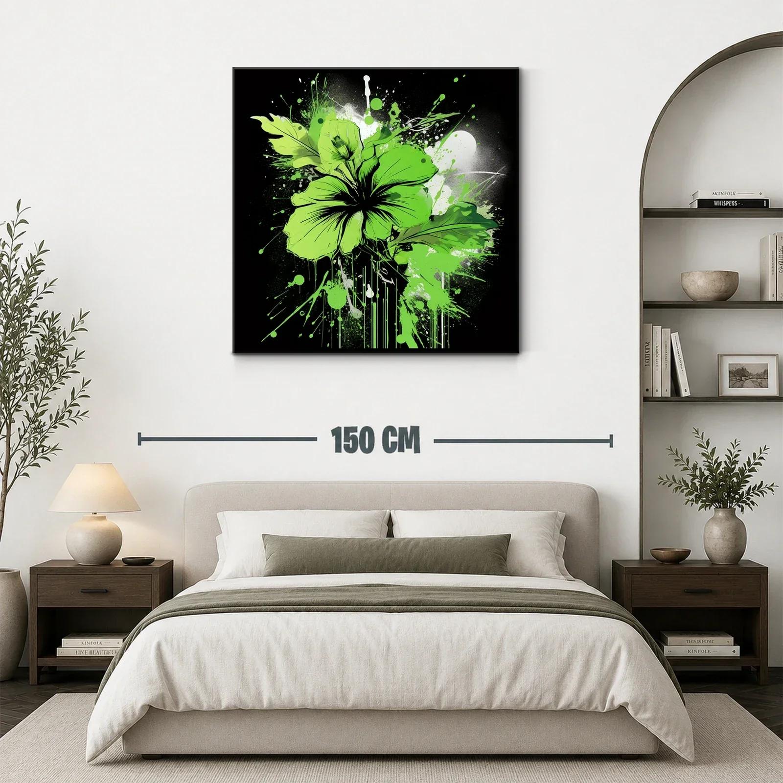 Flor verde vibrante con explosión artística sobre fondo oscuro — miniatura 3