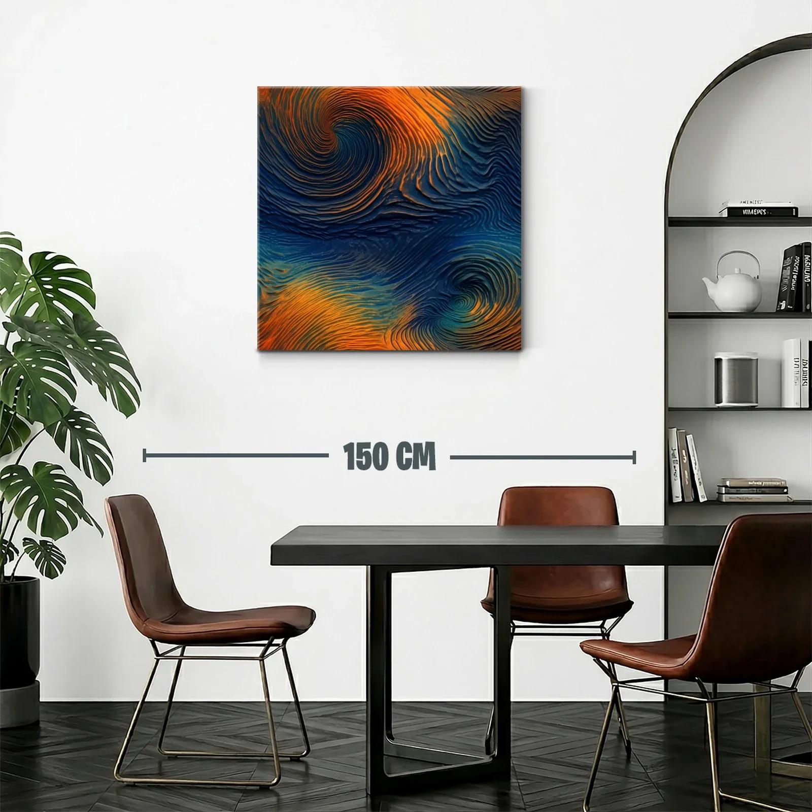 Cuadro abstracto con remolinos en tonos cálidos y profundos — miniatura 2
