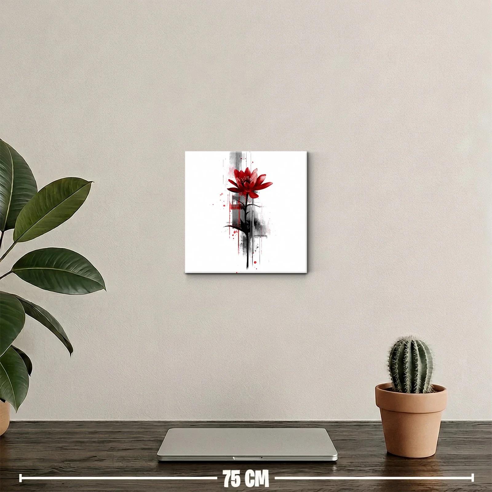 Flor roja con fondo abstracto en contraste elegante — miniatura 2