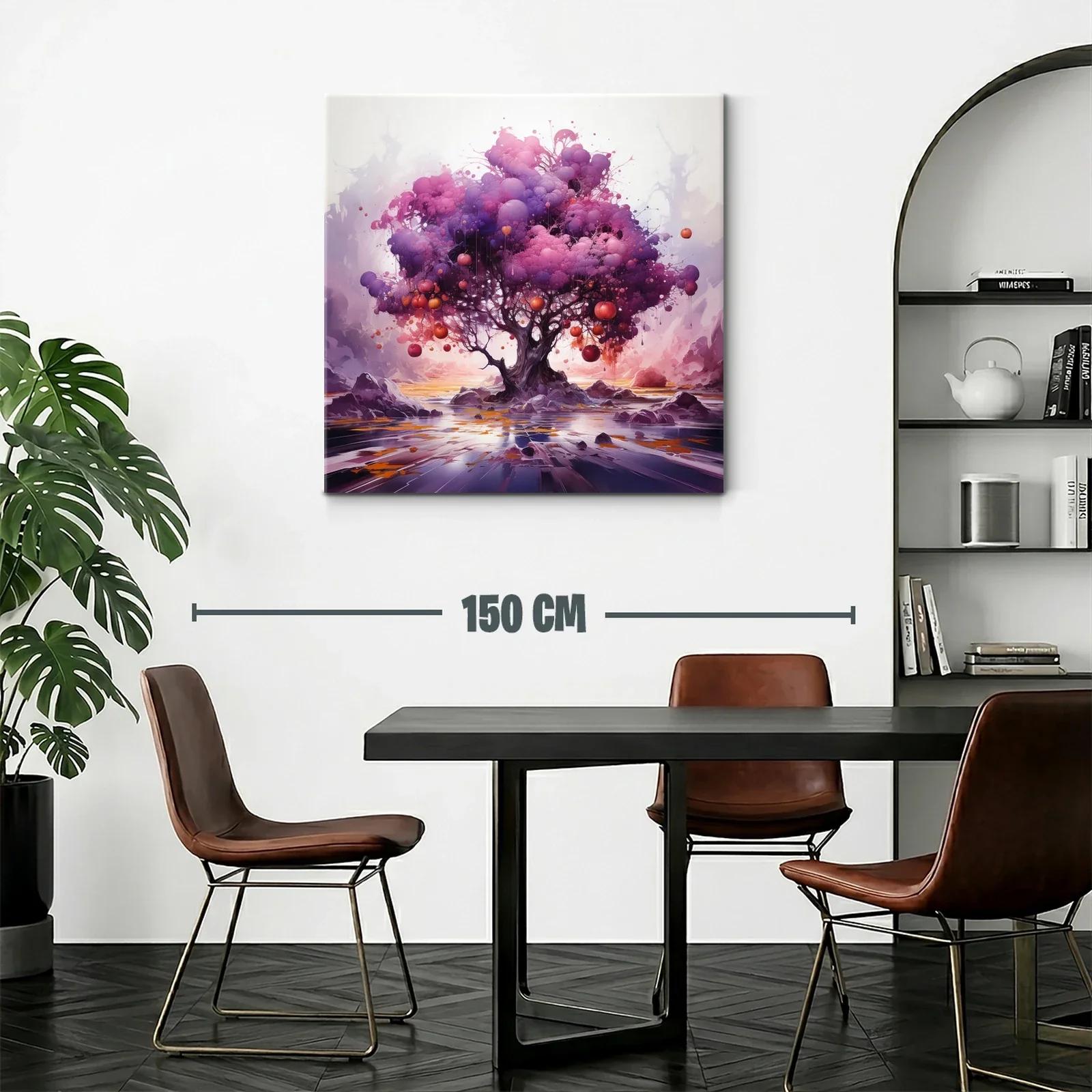 Árbol mágico en tonos morados con frutos naranjas vibrantes — miniatura 2