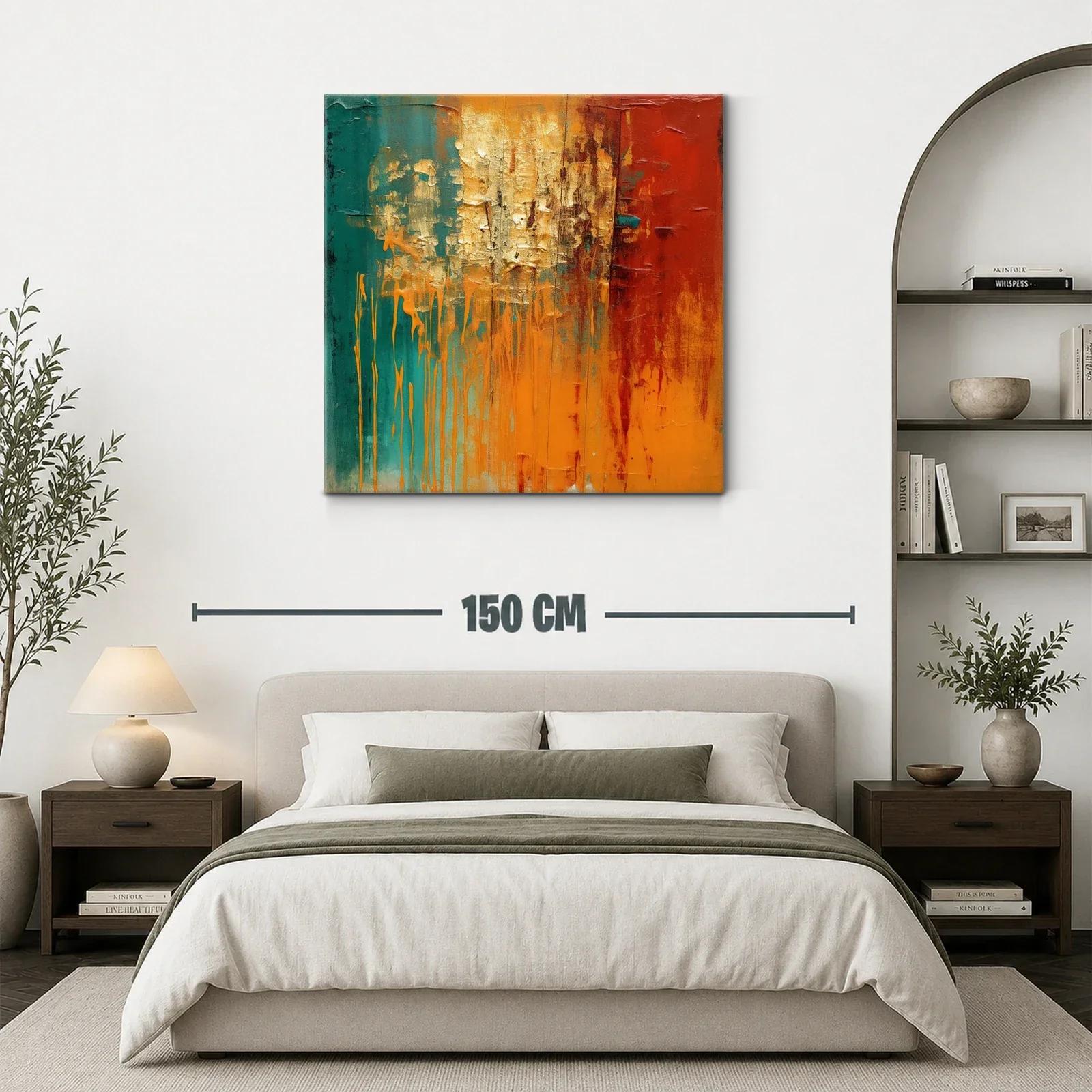 Cuadro abstracto con tonos cálidos y texturas fuertes — miniatura 3
