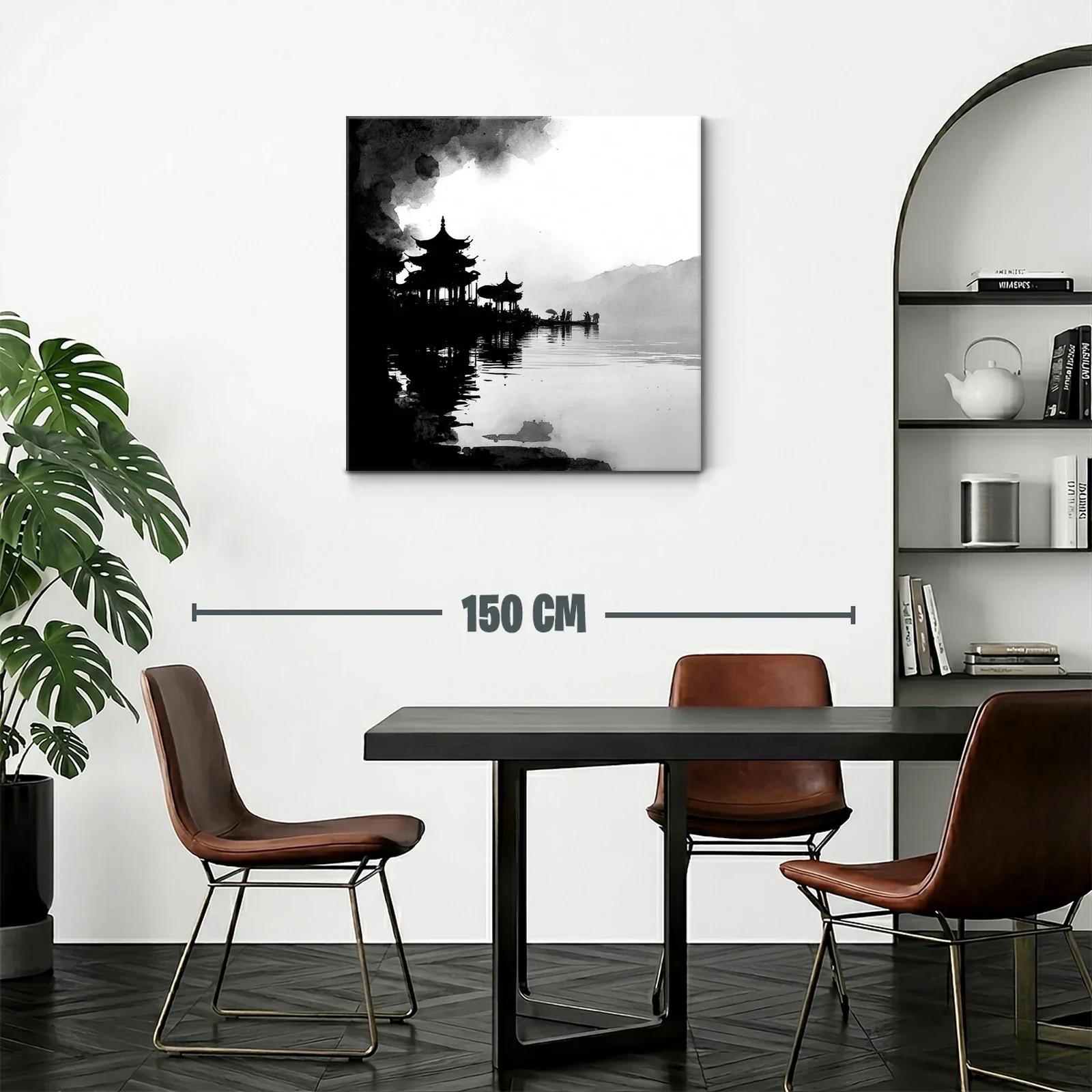 Serenidad oriental en acuarela en blanco y negro — miniatura 2