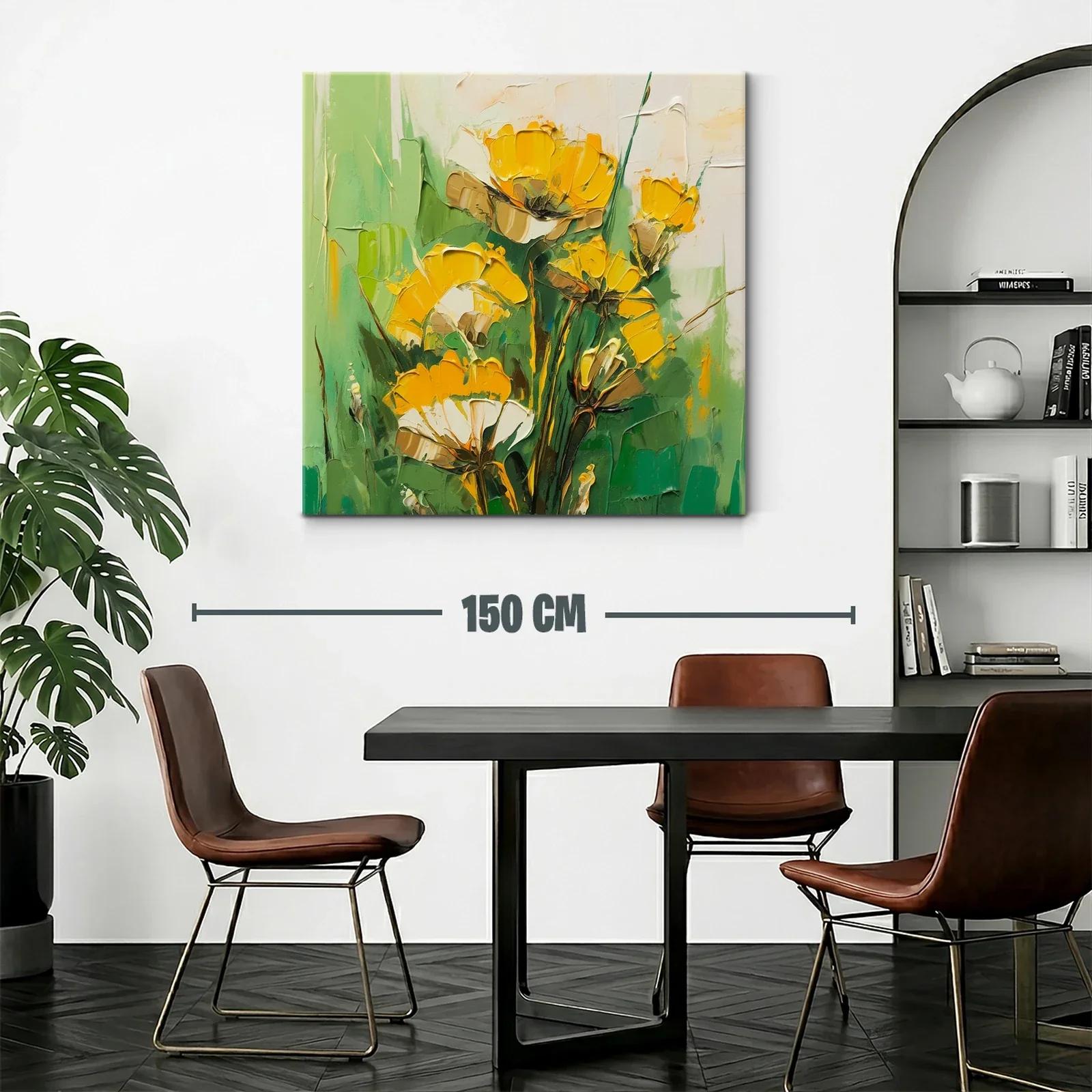 Cuadro floral en tonos verdes y amarillos vibrantes — miniatura 2