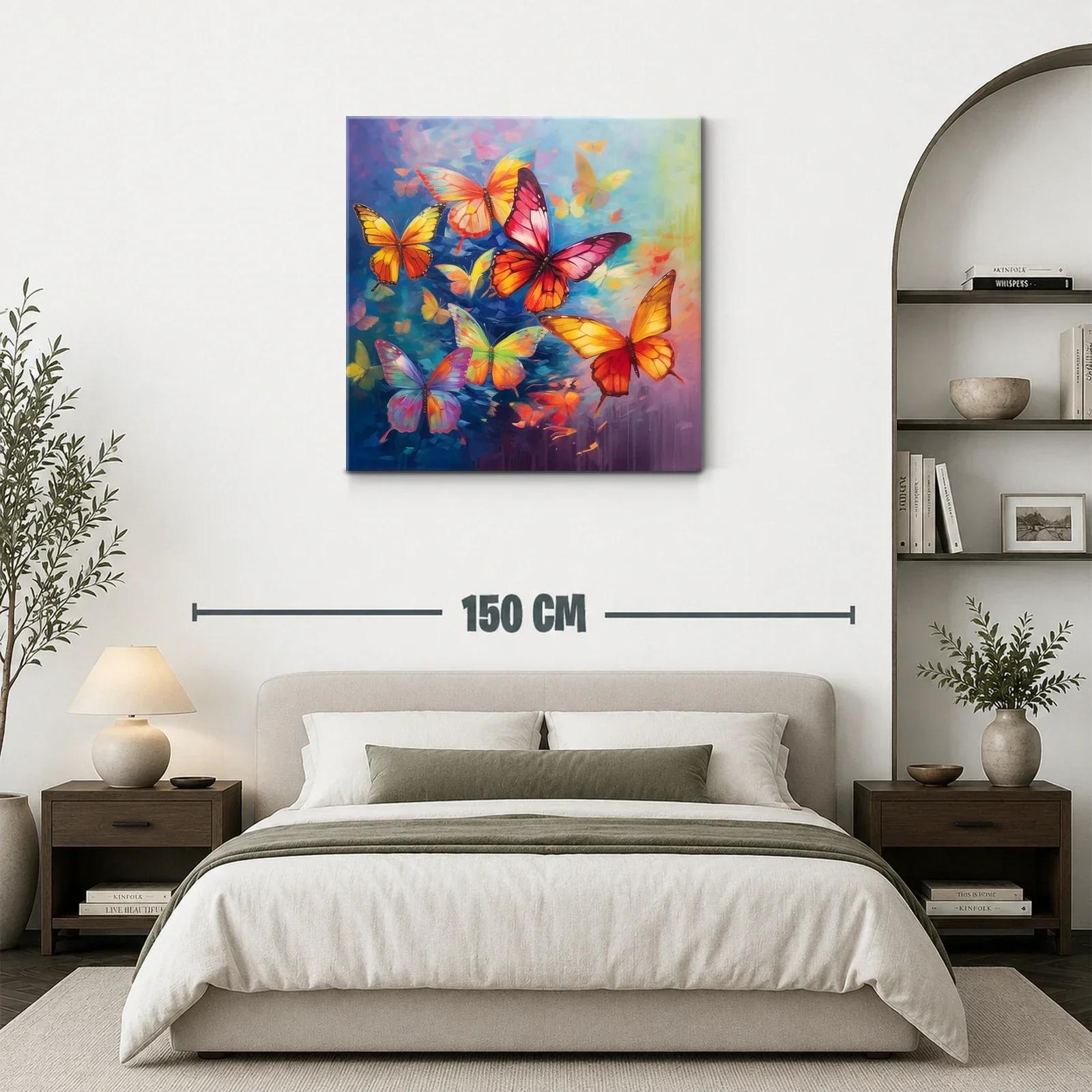 Mariposas vibrantes en vuelo sobre fondo azul y cálido — miniatura 3