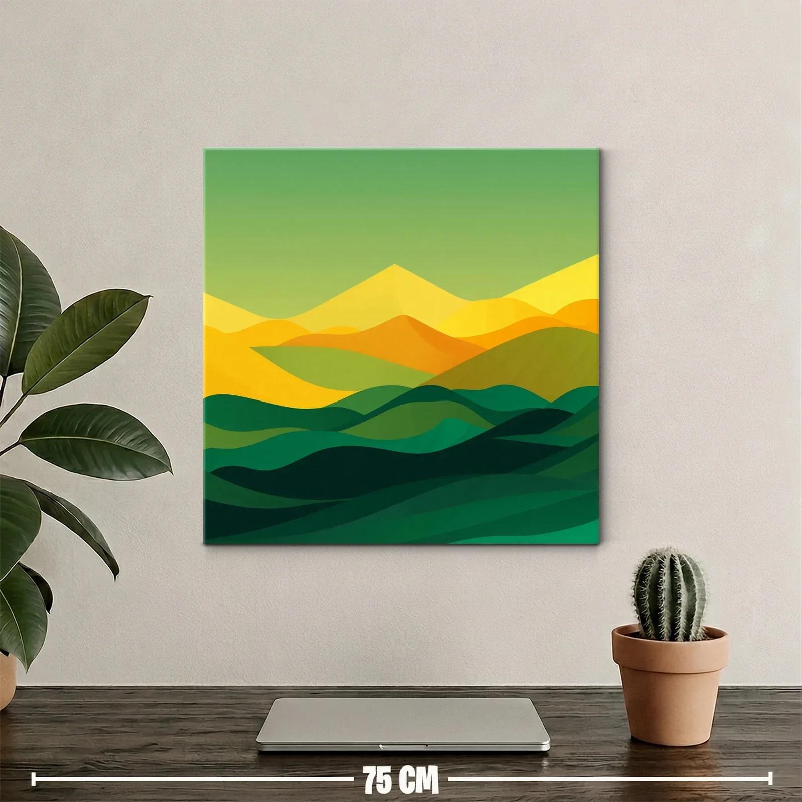 Paisaje abstracto en tonos verdes y amarillos cálidos — miniatura 2