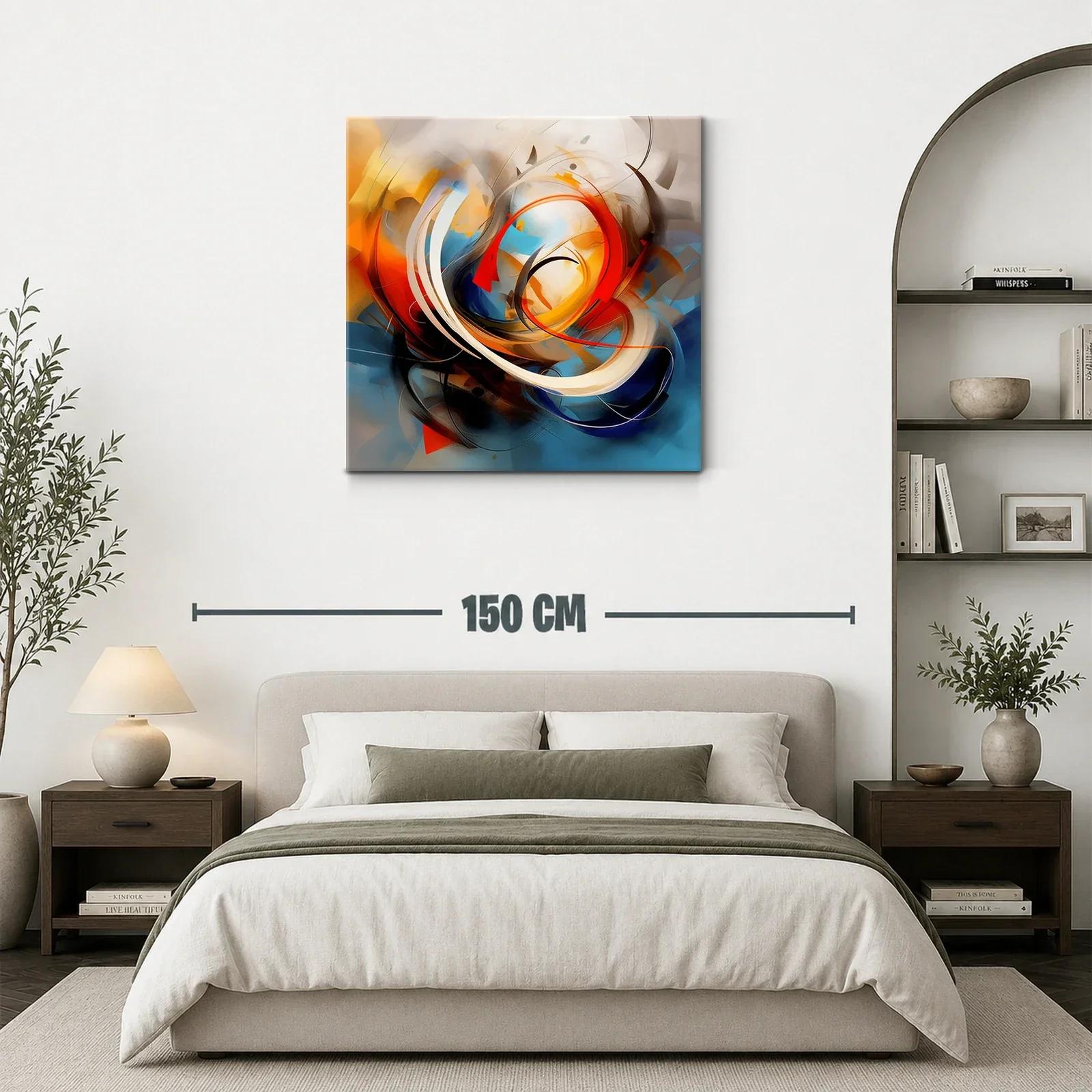 Composición abstracta dinámica con vibrantes tonos cálidos y fríos — miniatura 3