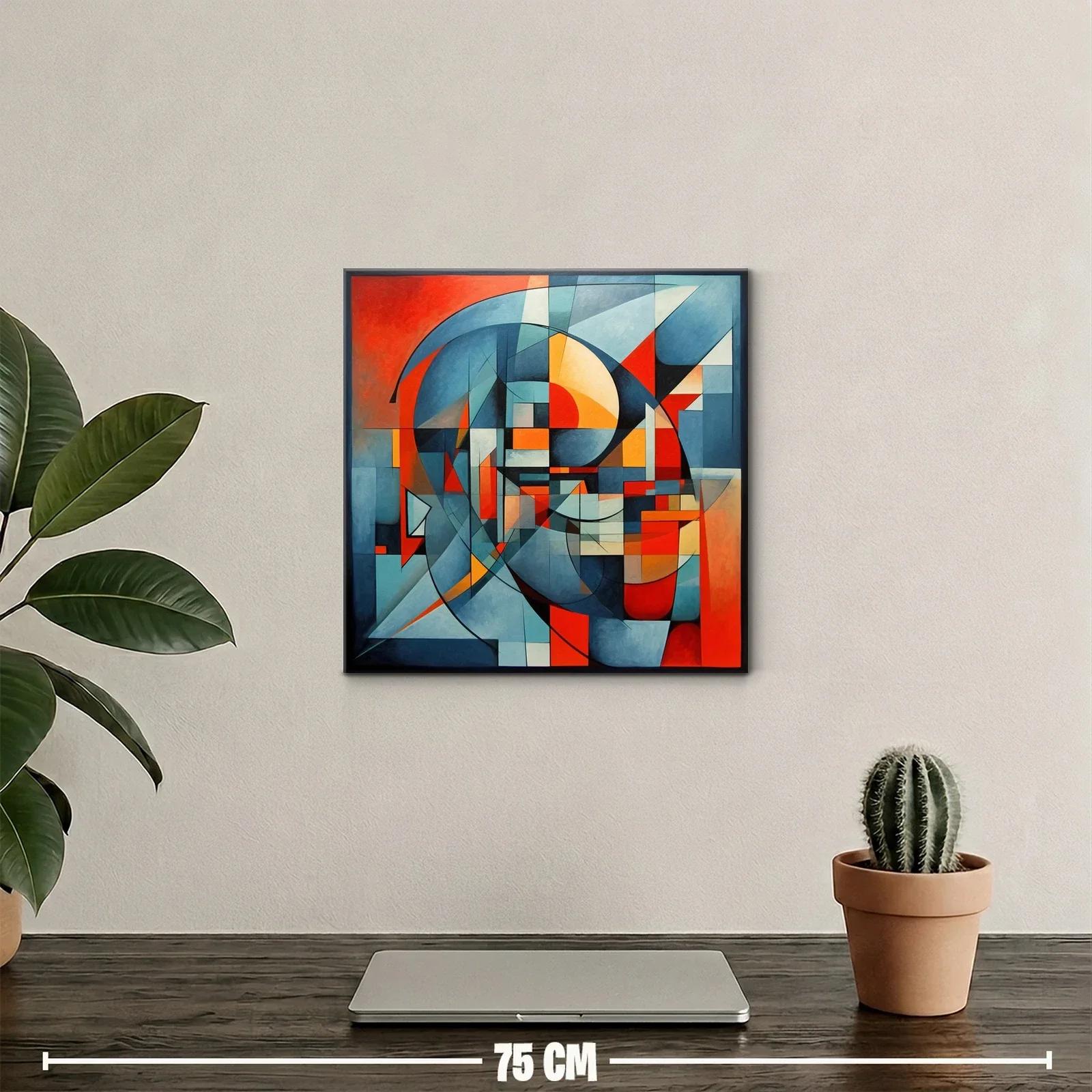 Cuadro abstracto con formas geométricas y tonos vibrantes — miniatura 2