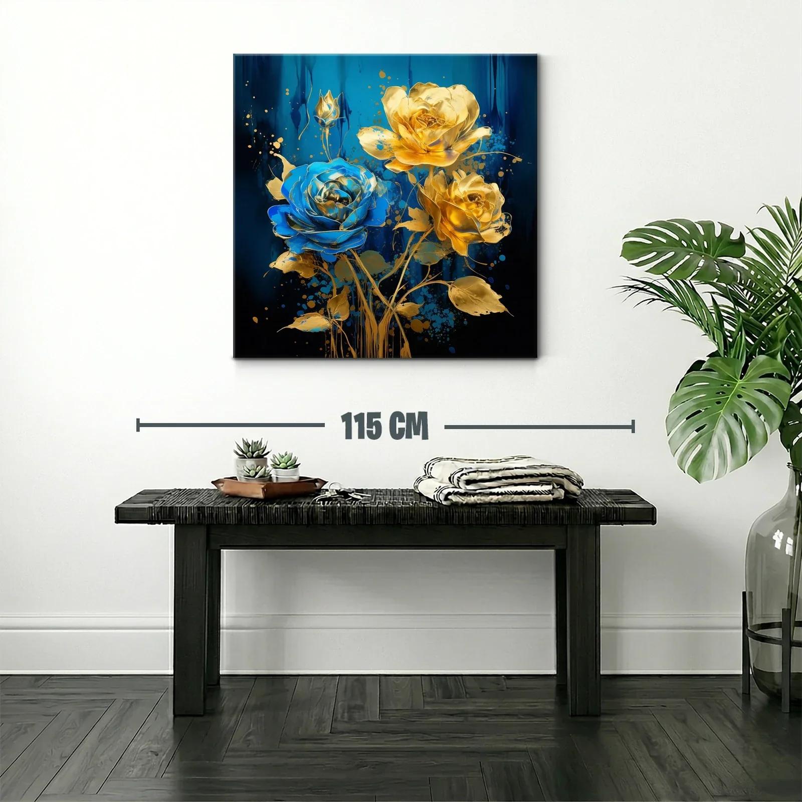 Ramo de rosas doradas y azul eléctrico vibrante — miniatura 2