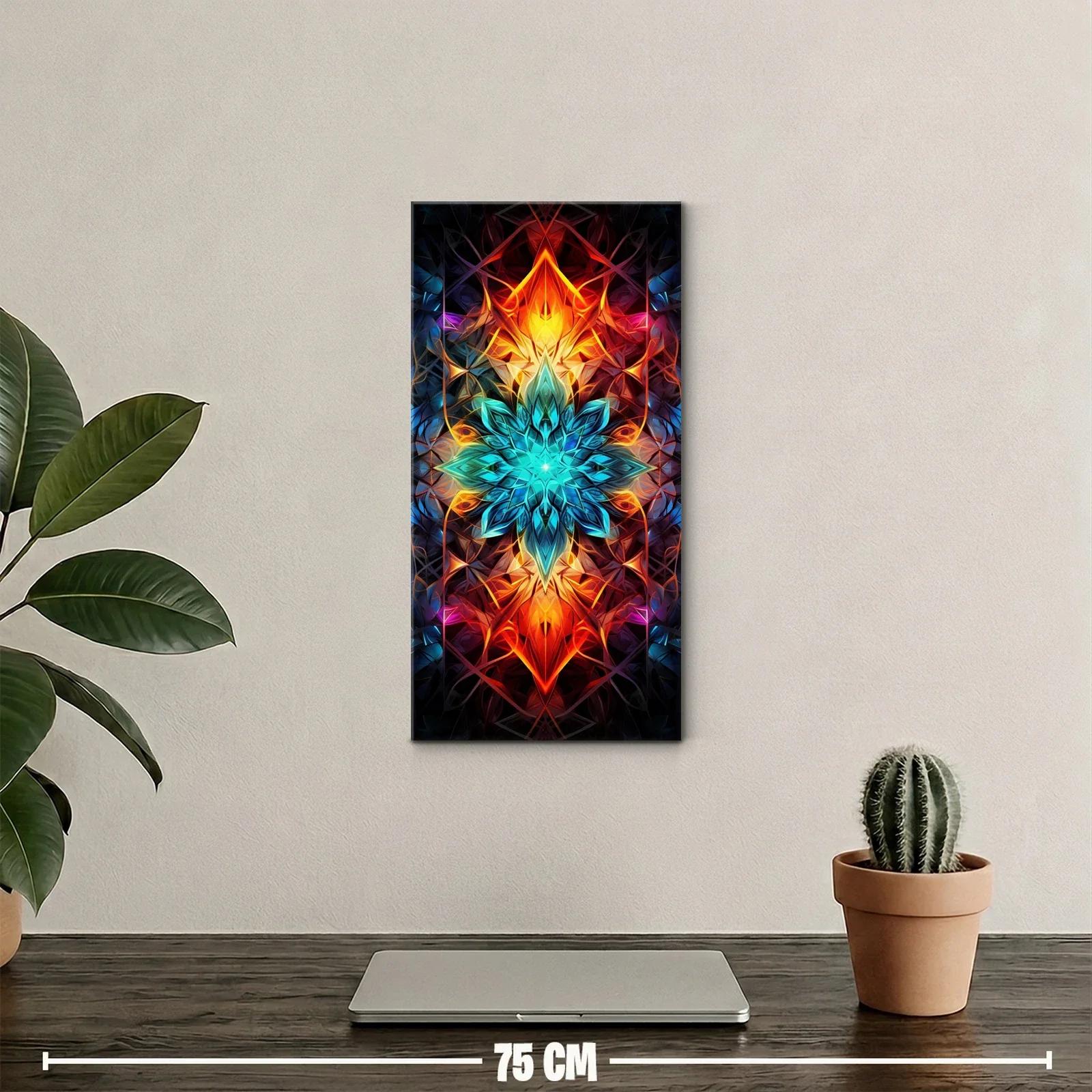Cuadro mandala floral turquesa y dorado — miniatura 2