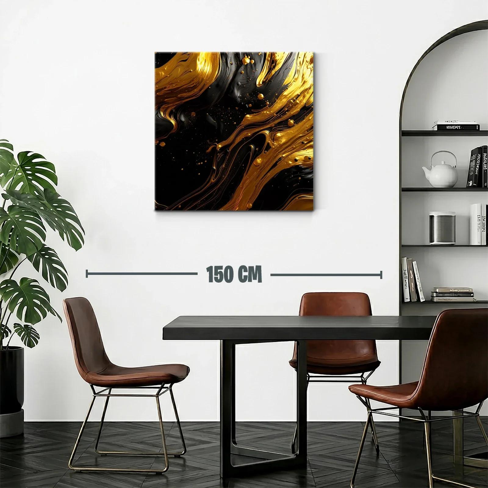 Composición abstracta en dorado y negro con textura fluida — miniatura 2