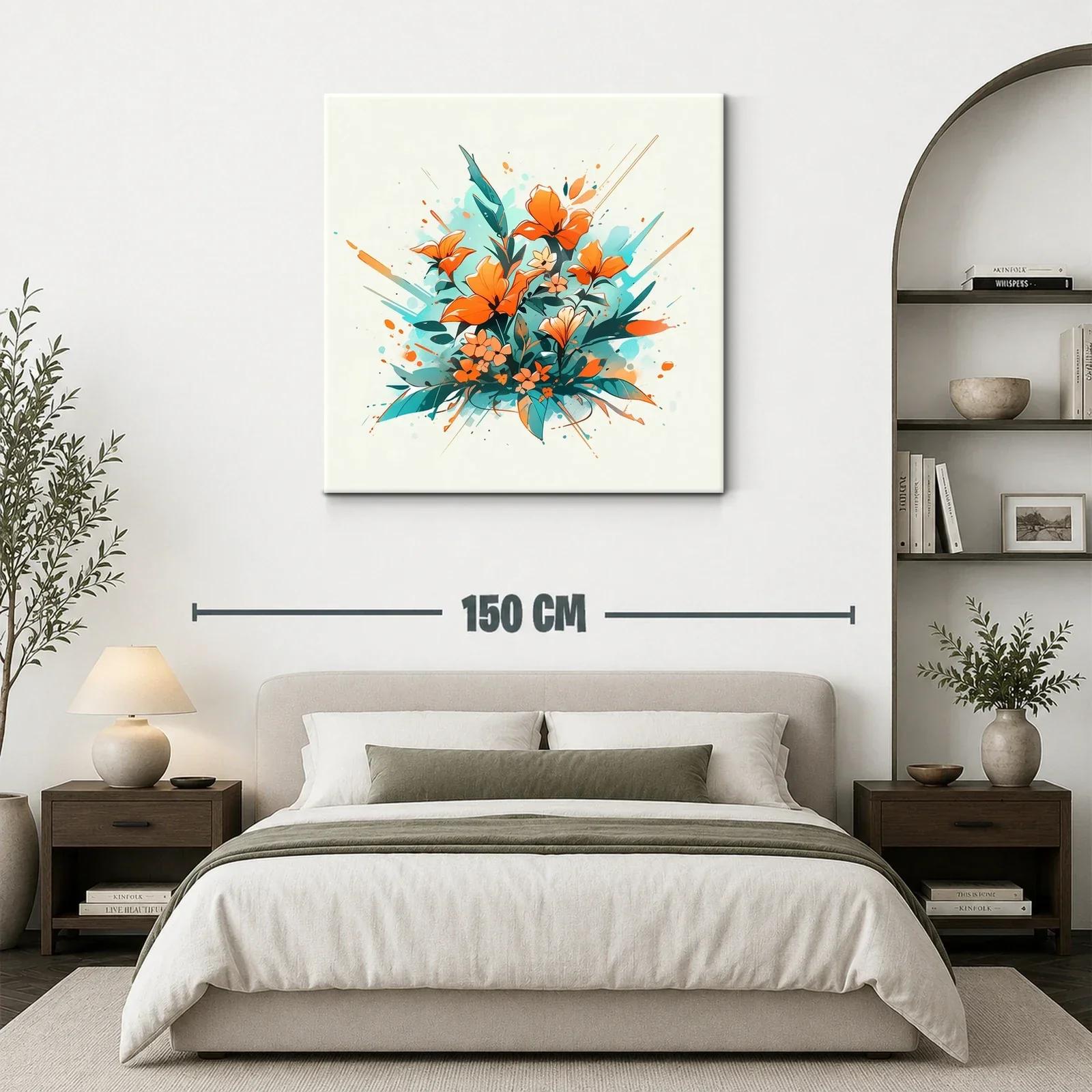 Composición vibrante de flores en tonos naranjas y verdes — miniatura 3