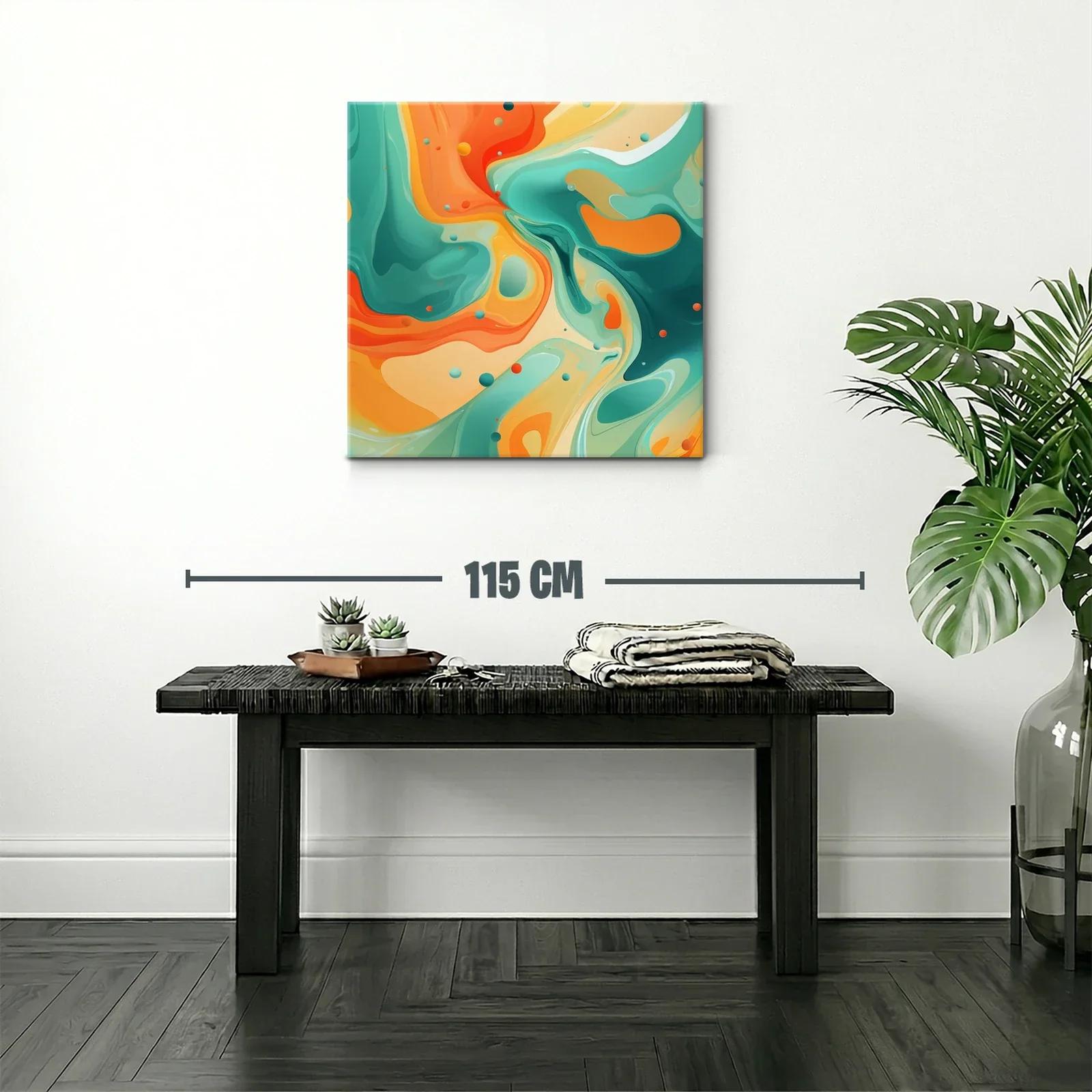 Arte abstracto con vibrantes tonos naranja y verde aqua — miniatura 2