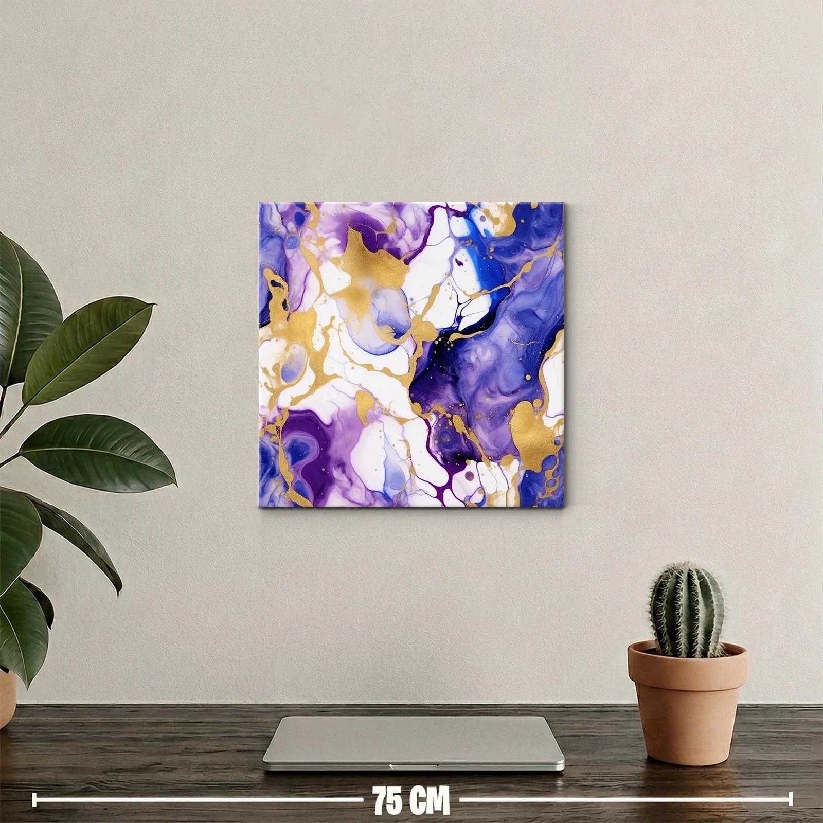 Composición abstracta en tonos violetas y dorados vibrantes — miniatura 2