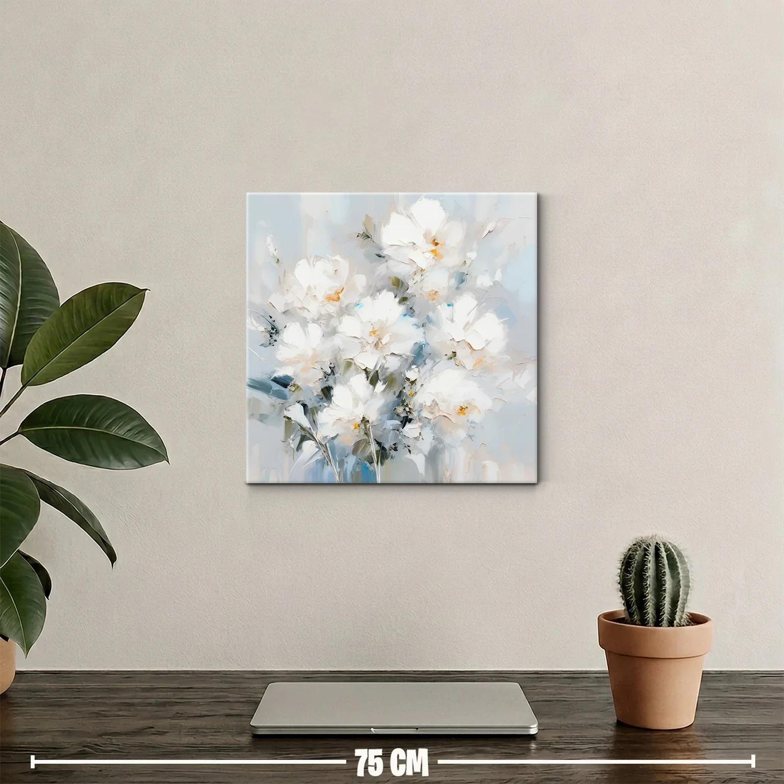Cuadro floral blanco con toques suaves azules y verdes — miniatura 2