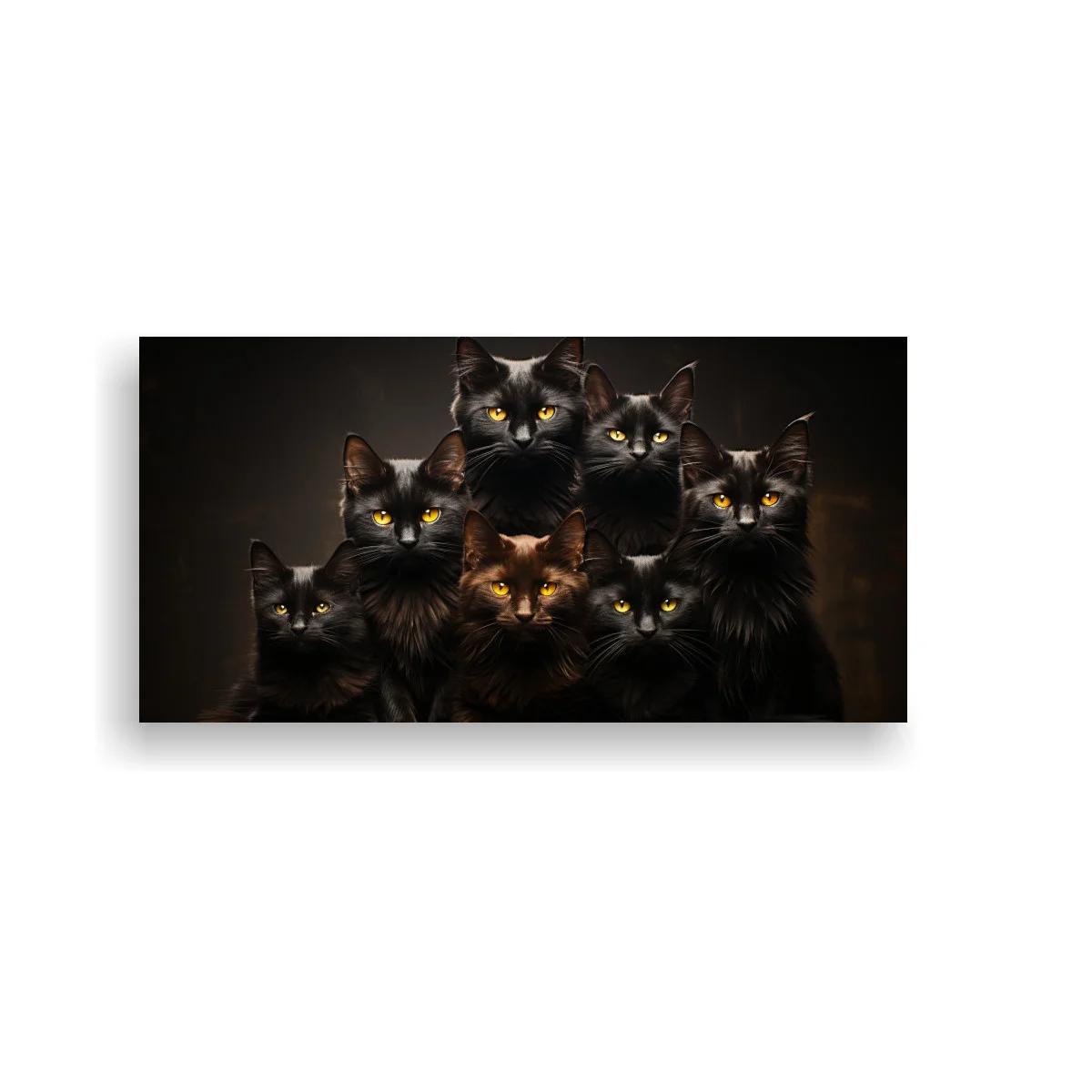 Cuadro grupo de gatos negros de pelo largo — imagen principal