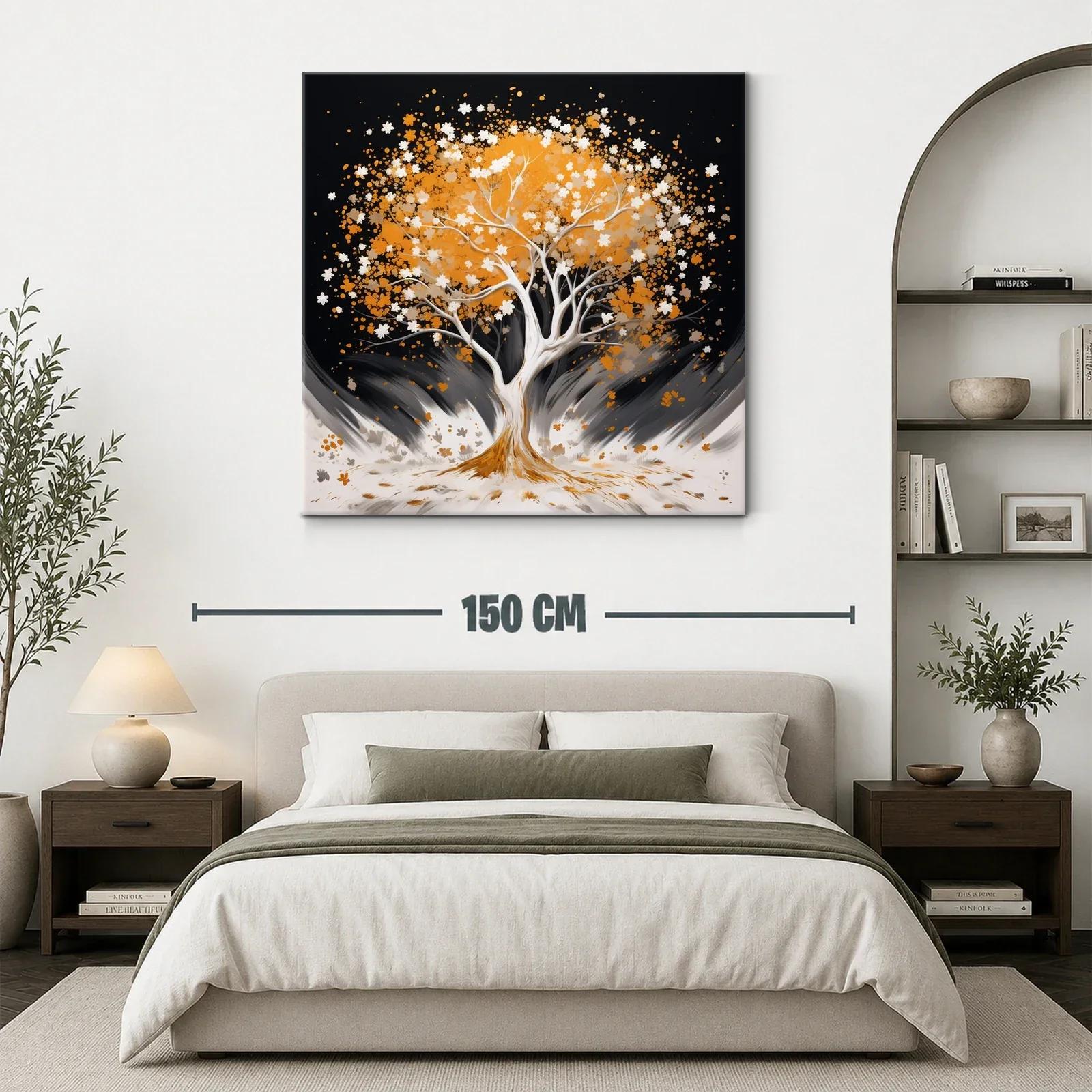 Árbol en tonos cálidos sobre fondo oscuro — miniatura 3