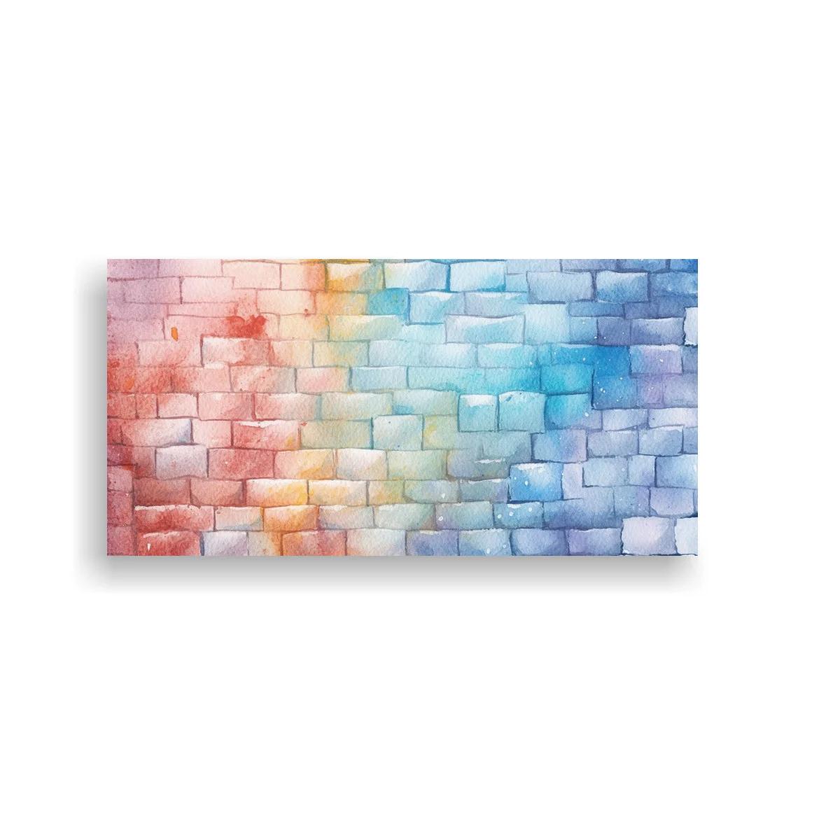 Cuadro pared de ladrillos en acuarela con tonos degradados — imagen principal