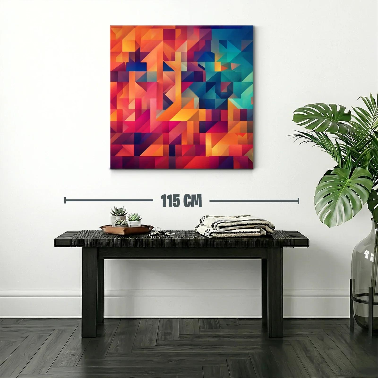 Cuadro abstracto con vibrantes tonos cálidos y fríos — miniatura 2