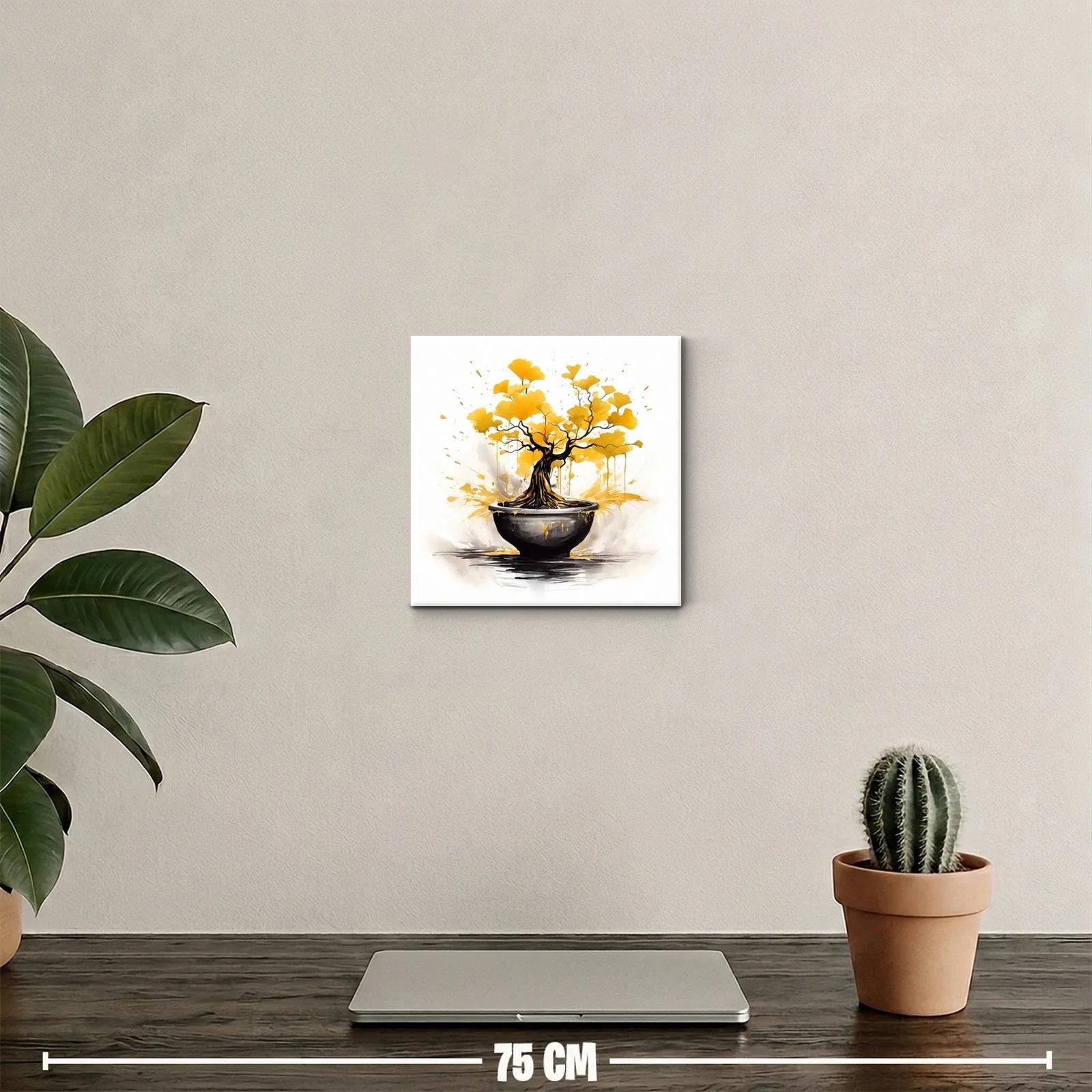Árbol Dorado con Ramas Abstractas en Maceta Negra — miniatura 2