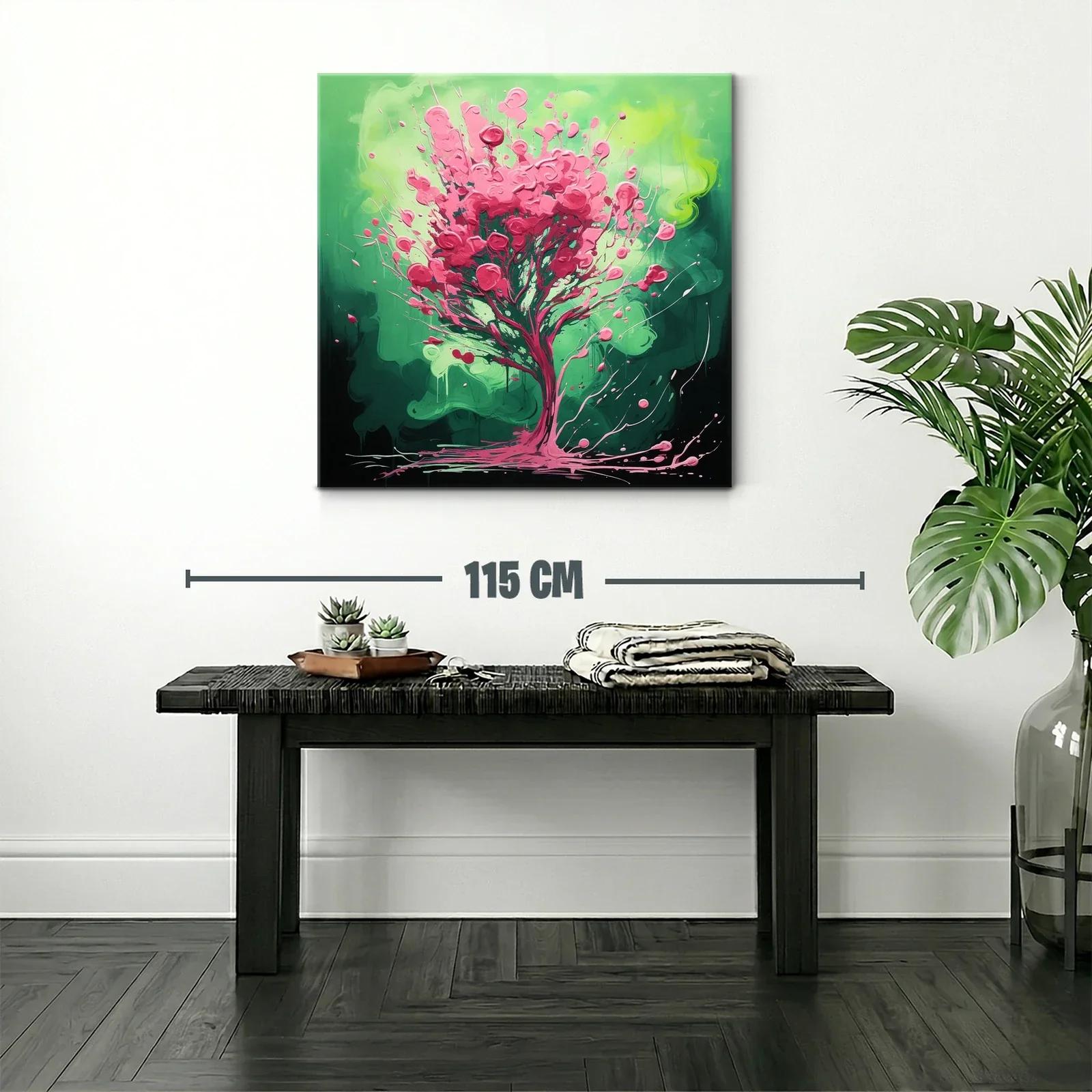 Árbol vibrante en tonos verdes y rosas energéticos — miniatura 2