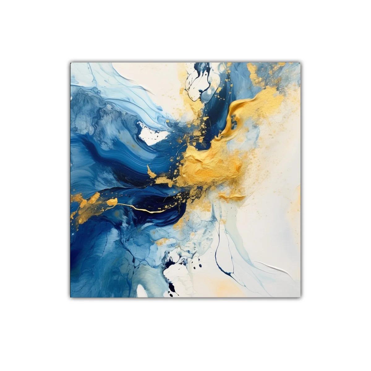 Arte abstracto con tonos azul y dorado vibrante — miniatura 1