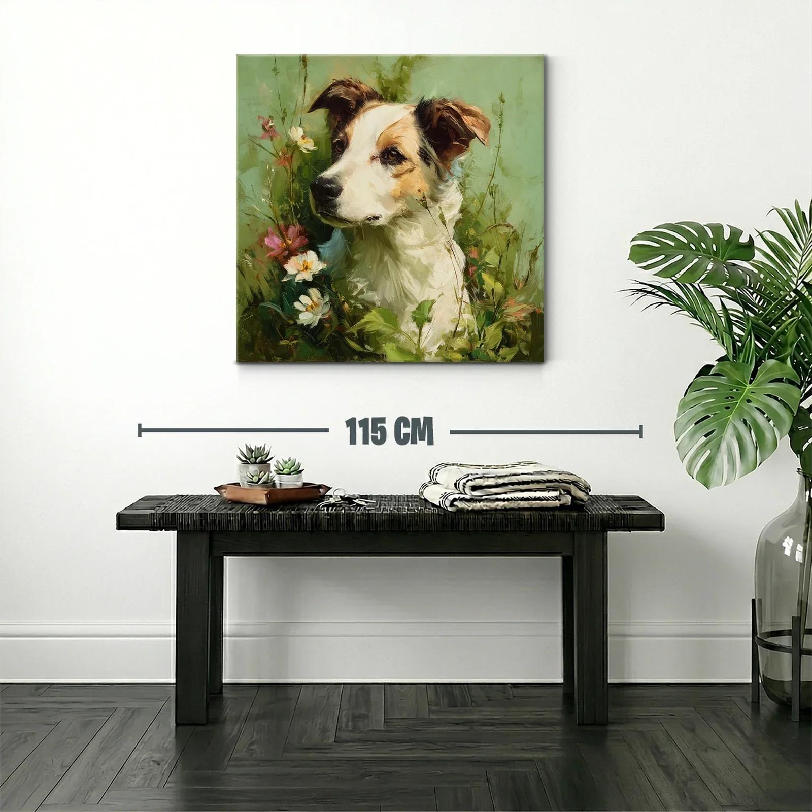Retrato delicado de perro rodeado de flores naturales — miniatura 2