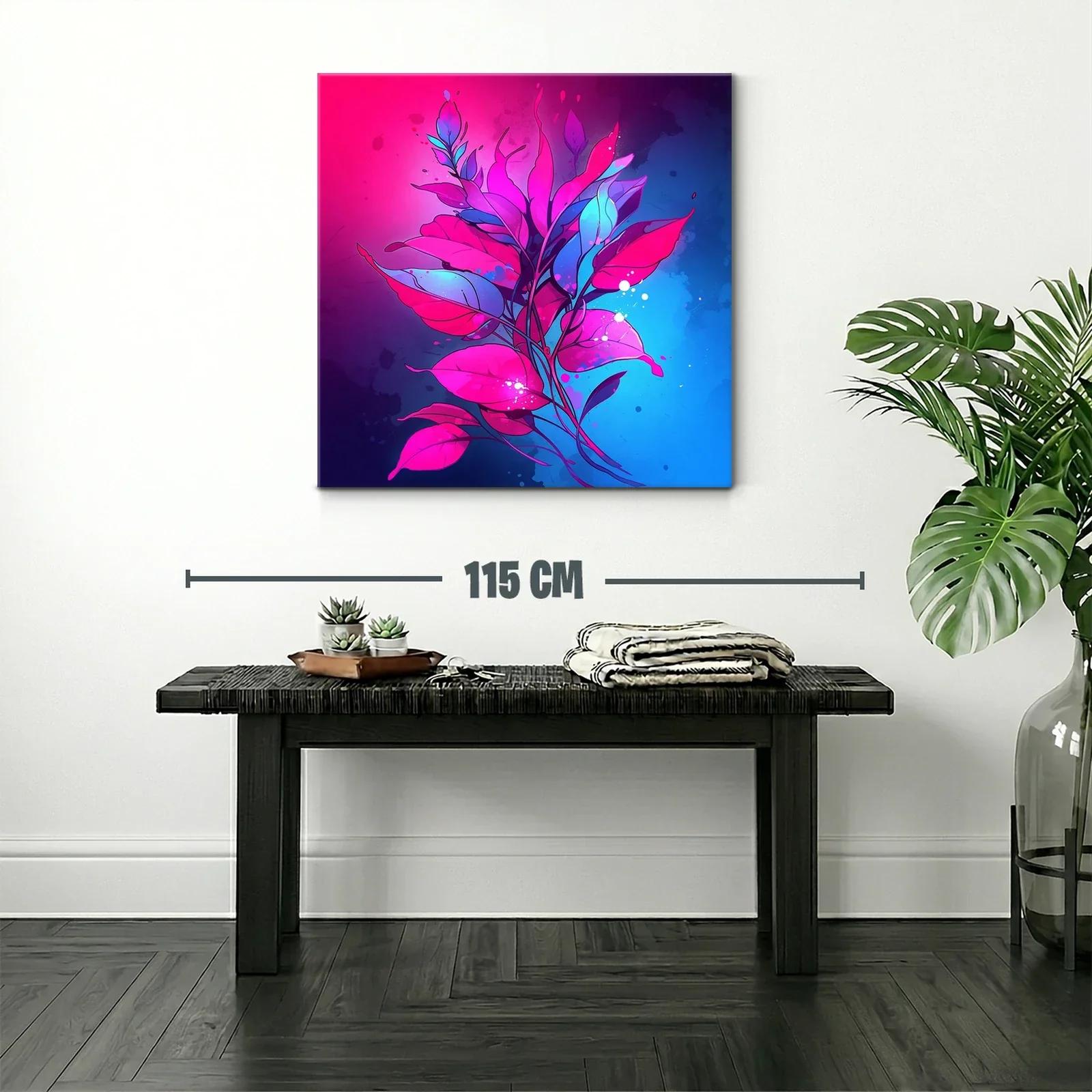 Composición vibrante de hojas en tonos fucsia y azul — miniatura 2