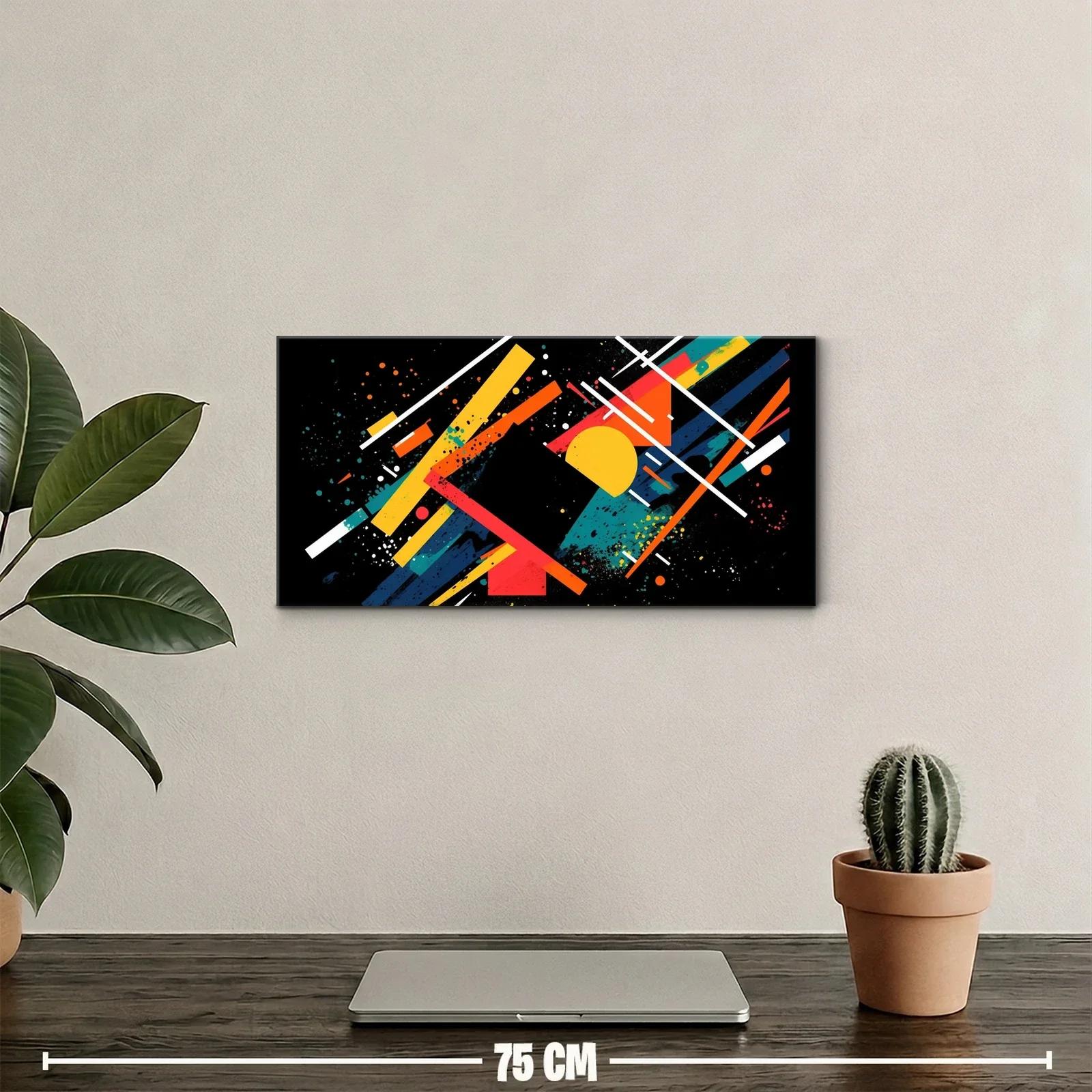 Cuadro abstracción geométrica con diagonales cruzadas — miniatura 2
