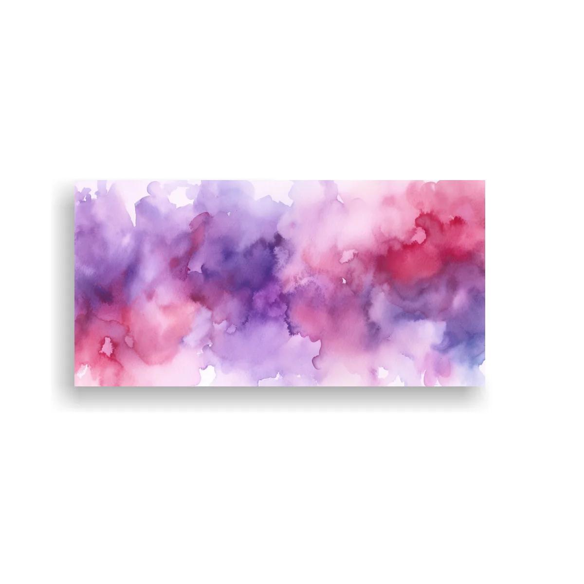 Cuadro nube de acuarela rosa y morado en franja panorámica — imagen principal