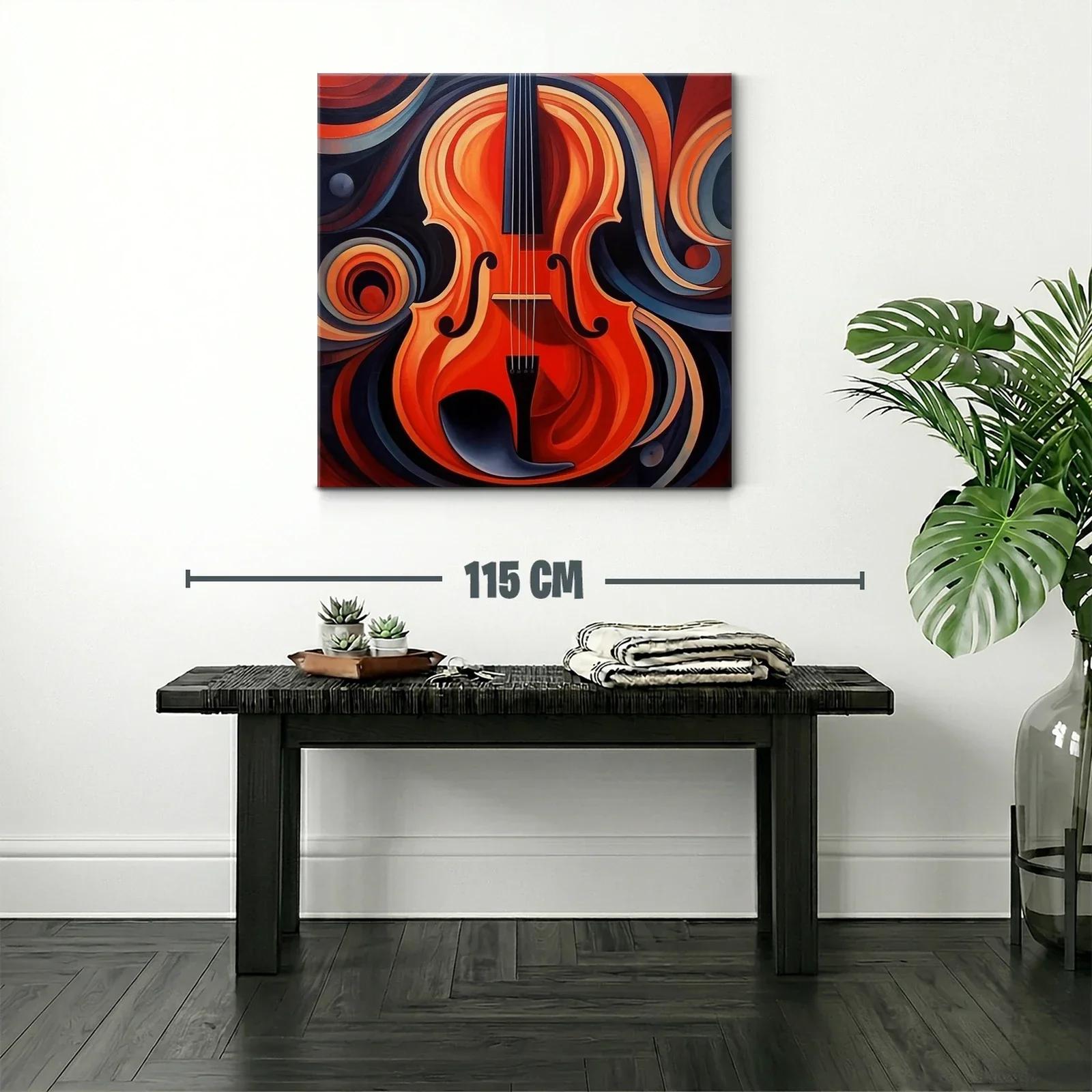 Cuadro vibrante con violín en tonos cálidos y abstractos — miniatura 2