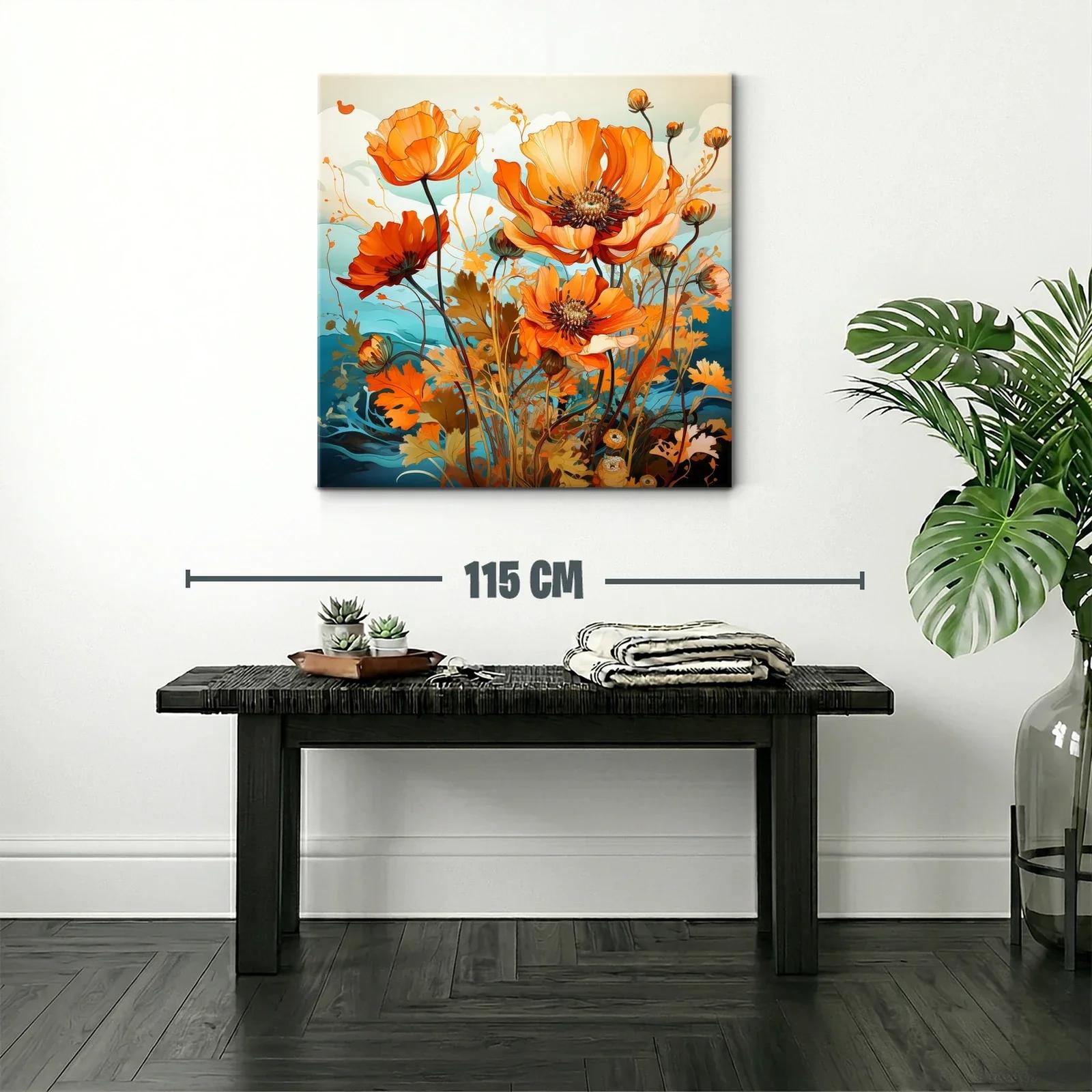 Flores anaranjadas vibrantes con fondo en tonos azules — miniatura 2