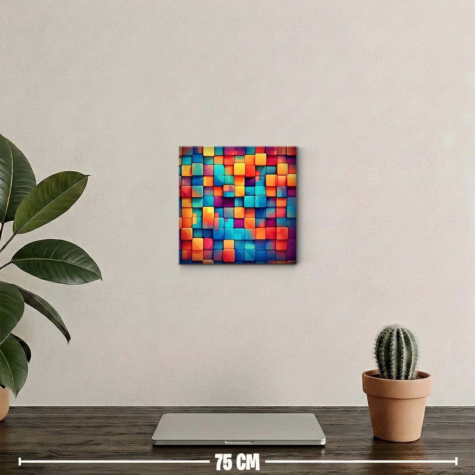 Cuadro abstracto con bloques geométricos en colores vibrantes — miniatura 2
