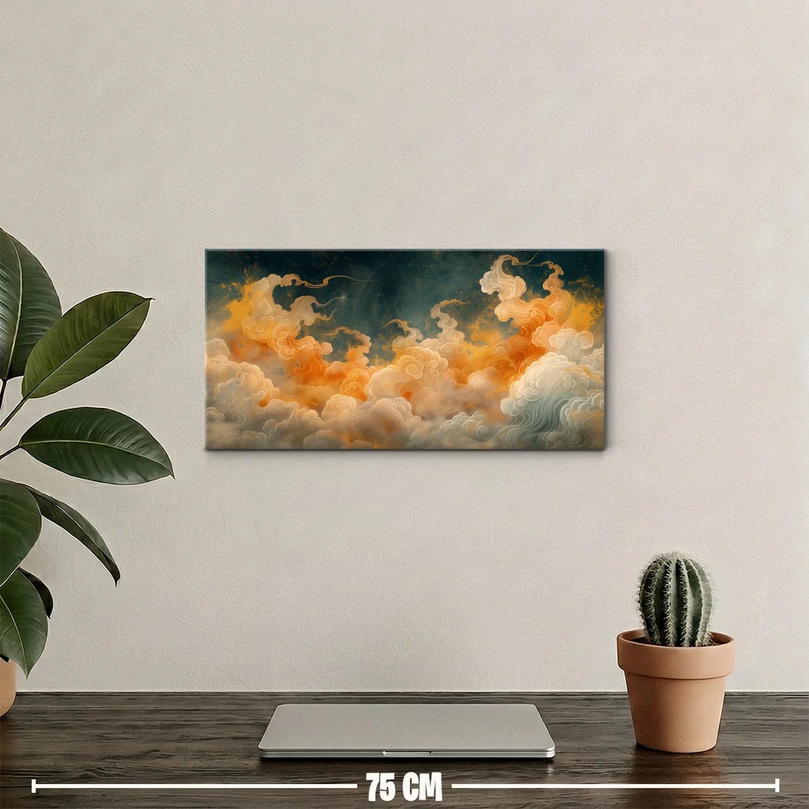 Cuadro nubes arremolinadas con luz dorada — miniatura 2