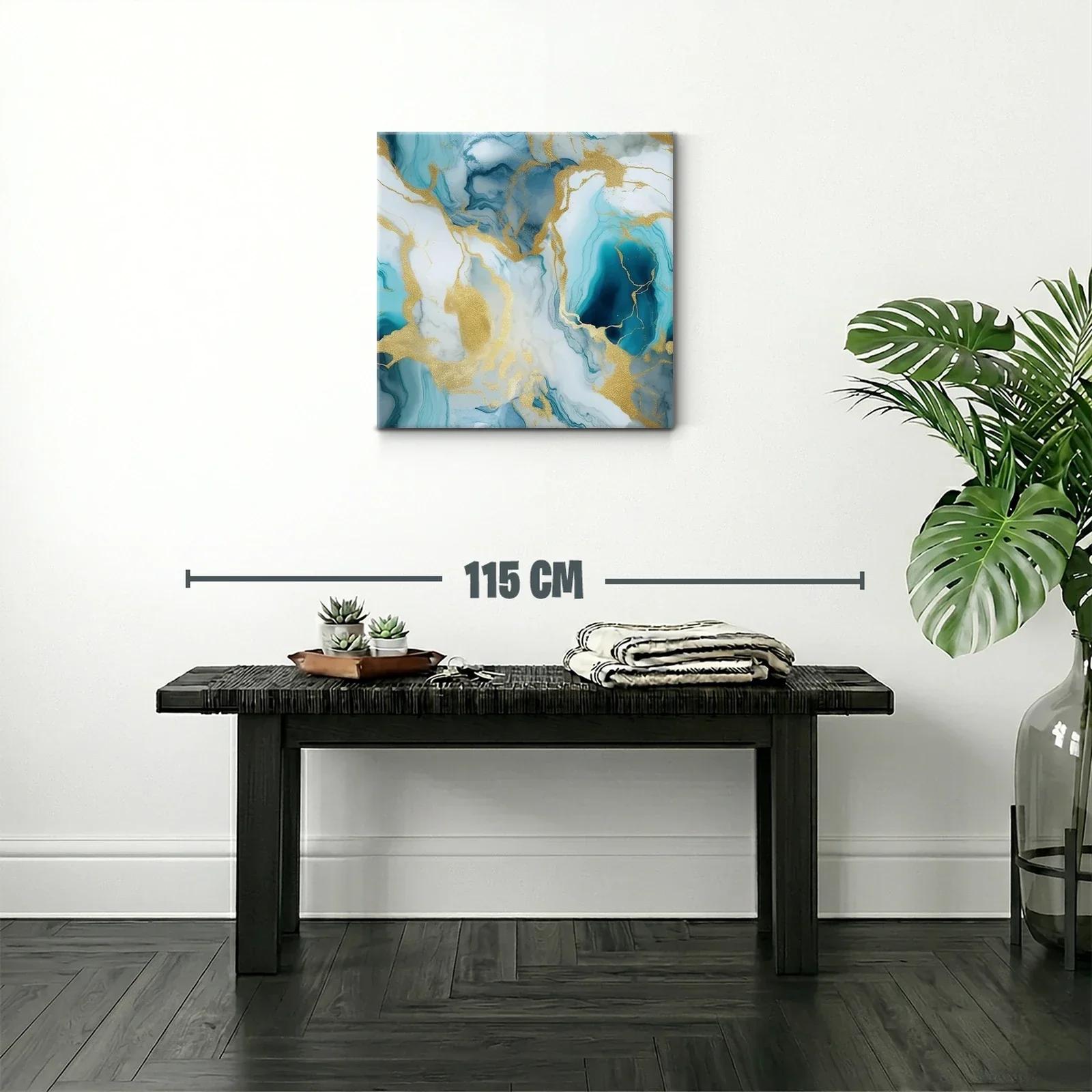 Cuadro abstracto con tonos azul y dorado elegante — miniatura 2