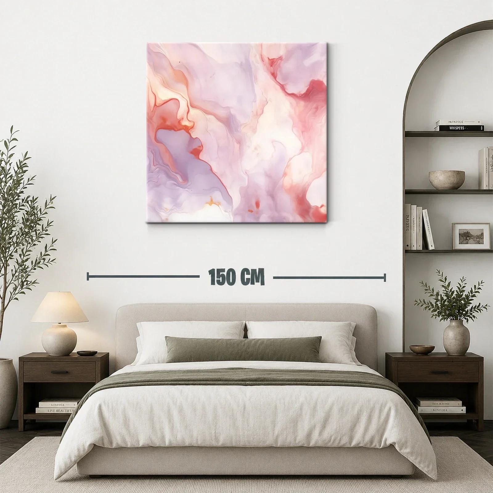 Cuadro abstracto con tonos suaves rosas y lilas — miniatura 3