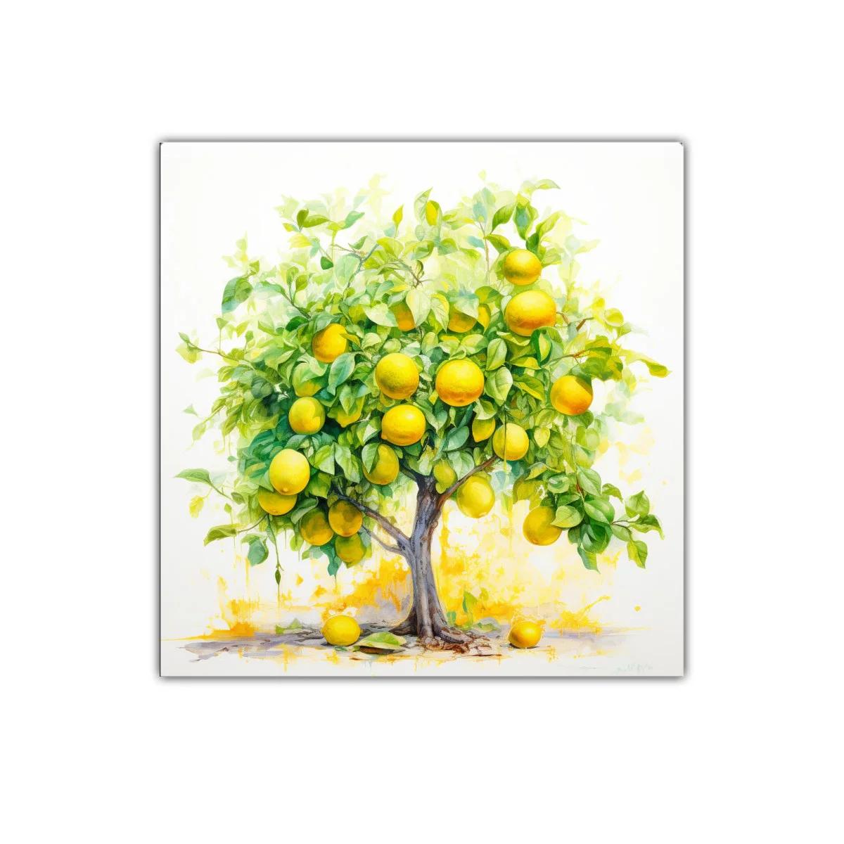 Cuadro decorativo de árbol de limones vibrantes — miniatura 1
