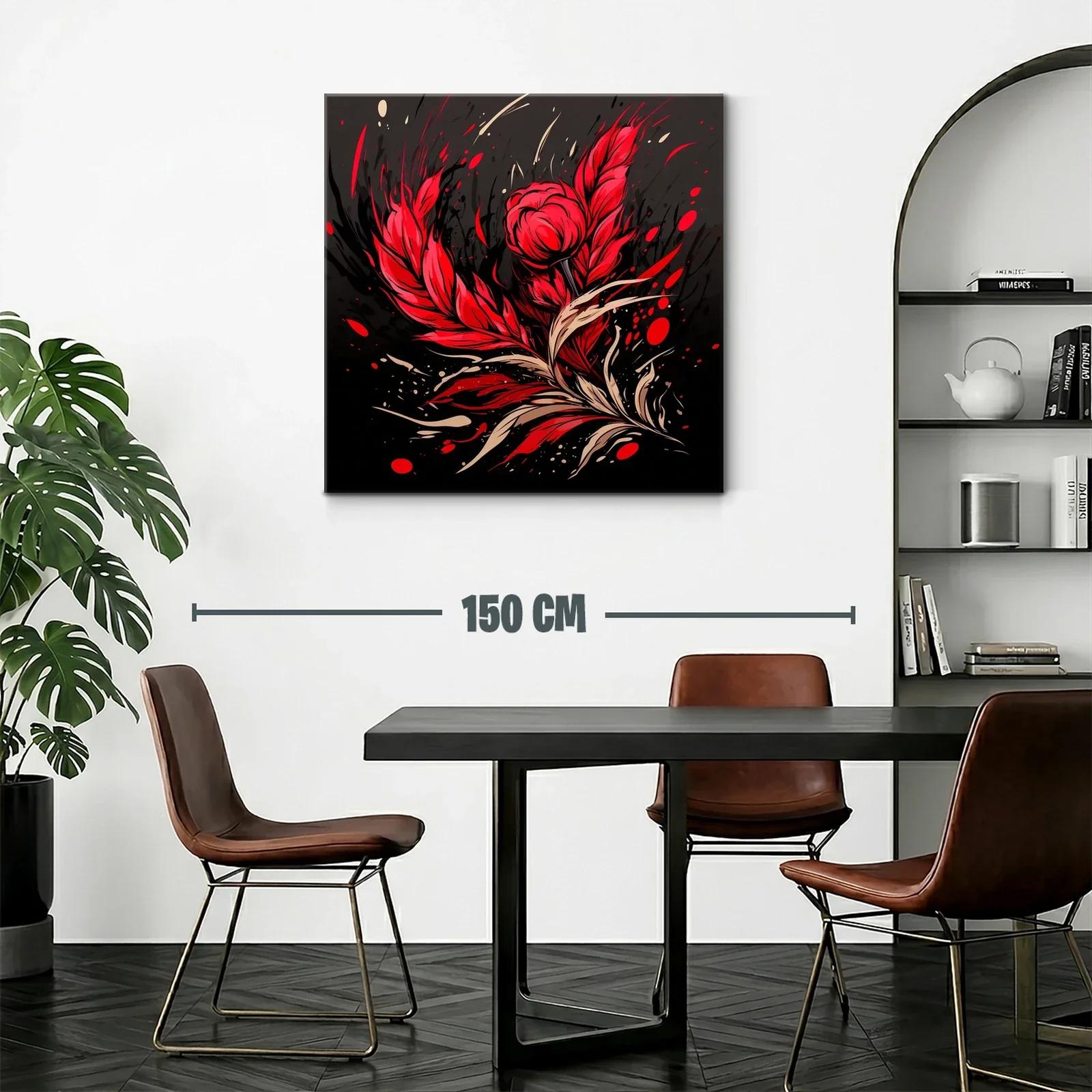 Composición floral expresiva en rojo y negro vibrante — miniatura 2