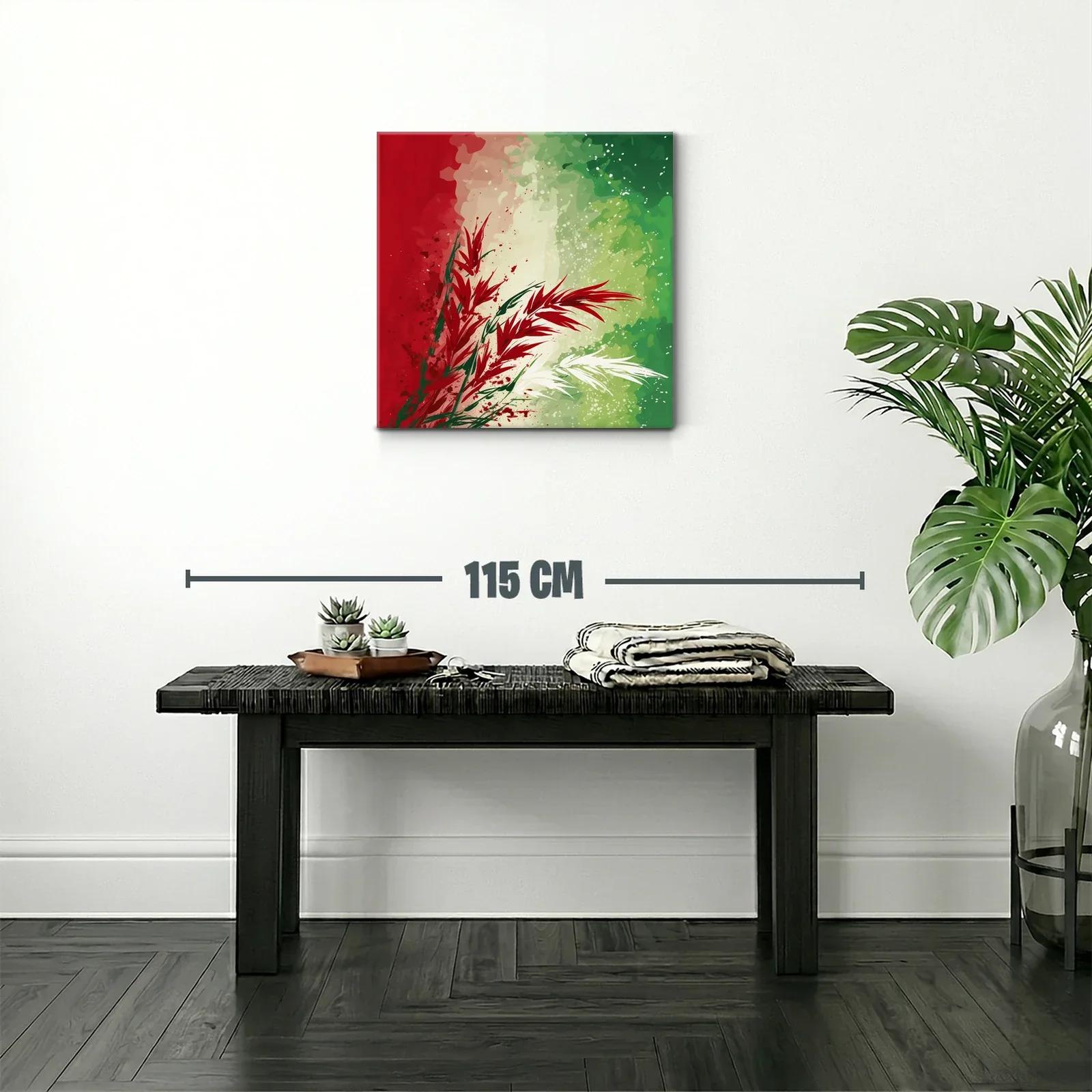 Composición abstracta en rojo verde y blanco vibrante — miniatura 2