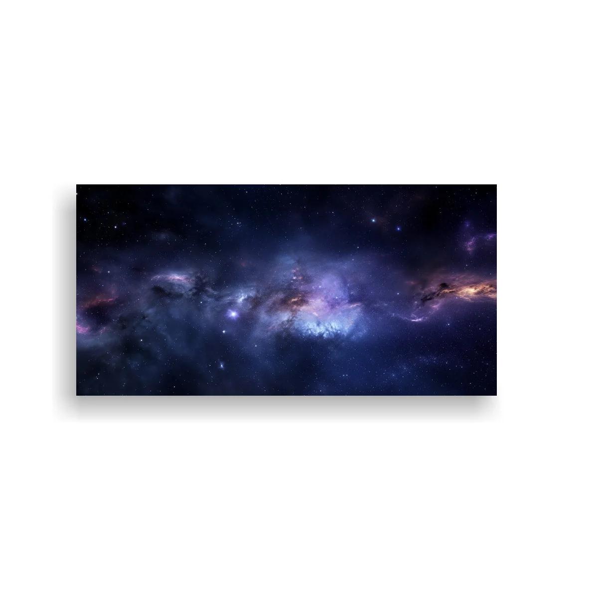 Cuadro galaxia panorámica con franja luminosa violeta — imagen principal