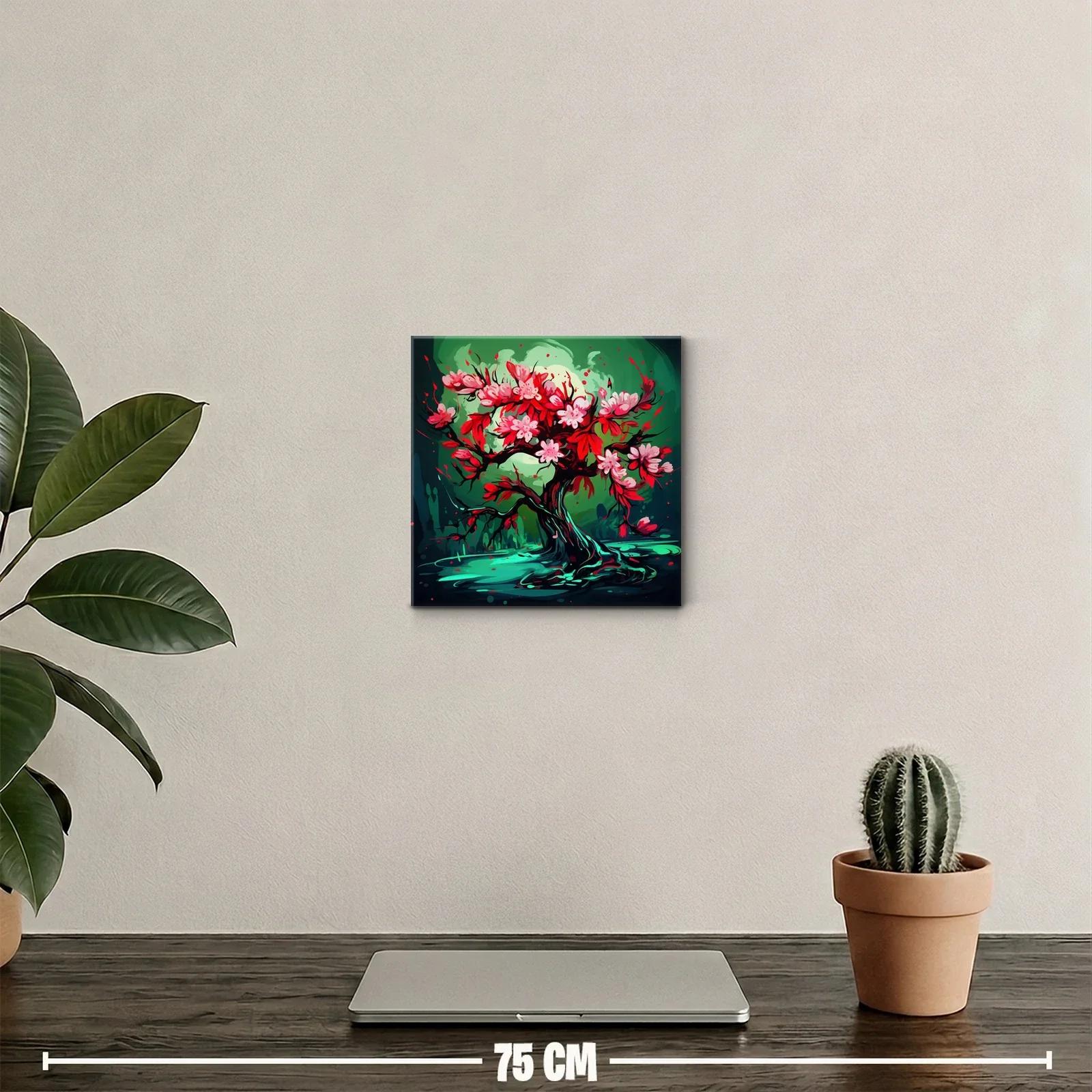 Árbol floreciente con vibrantes tonos rojos y verdes — miniatura 2