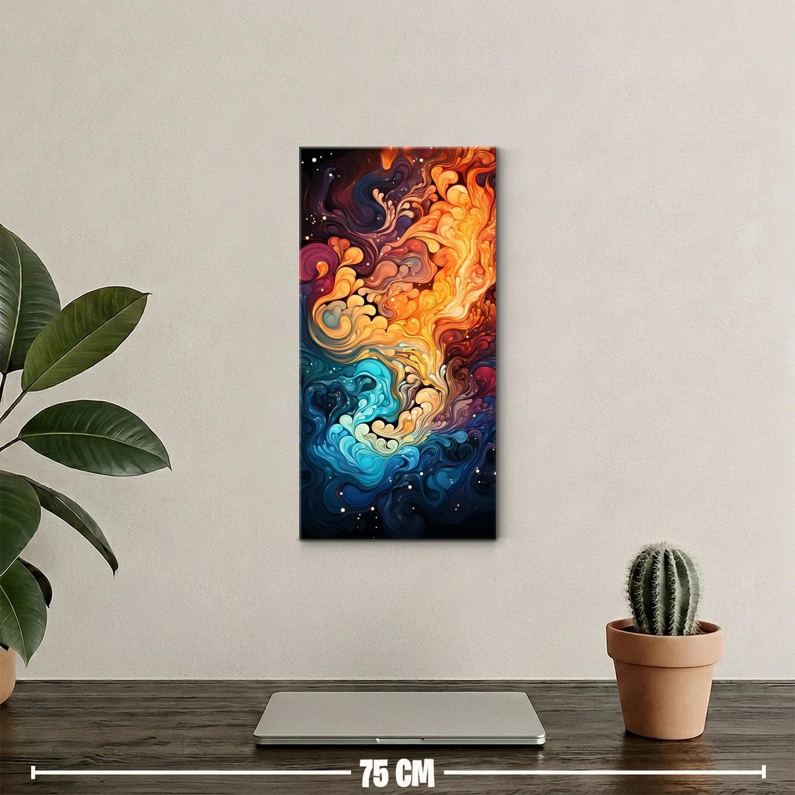 Cuadro remolino de humo colorido en espiral azul y dorado — miniatura 2