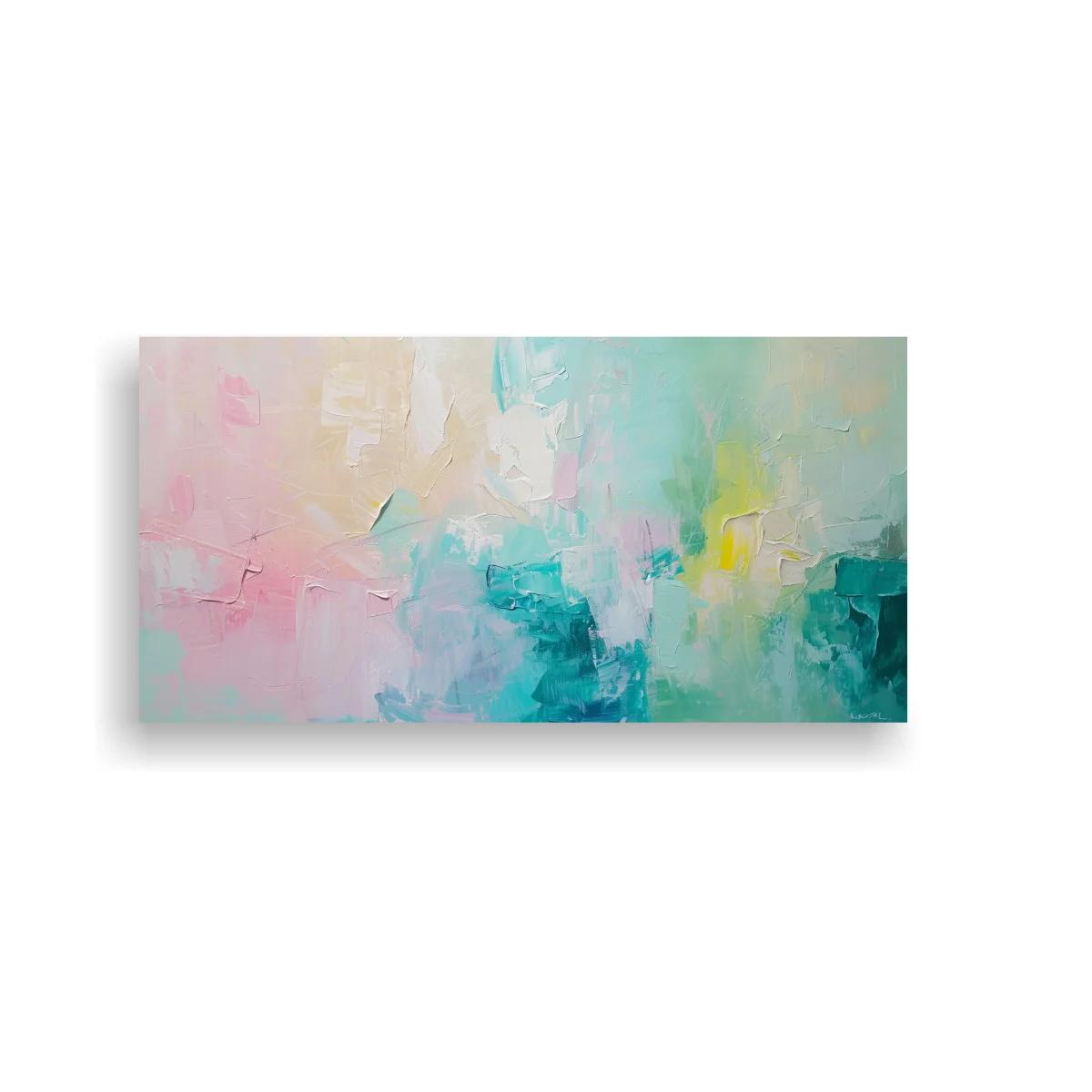 Cuadro abstracto turquesa y rosa etéreo — imagen principal