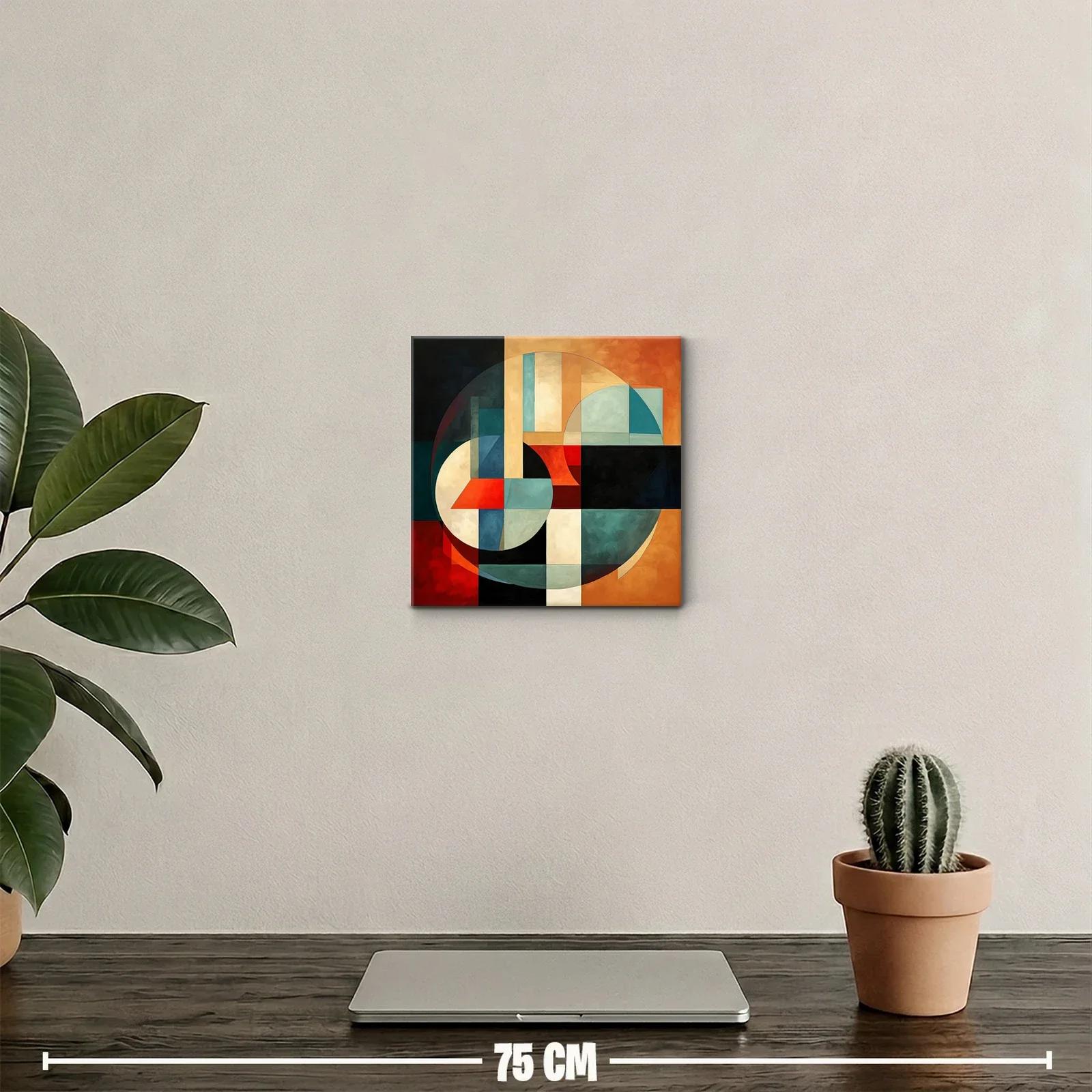 Arte abstracto geométrico con vibrantes tonos cálidos y fríos — miniatura 2