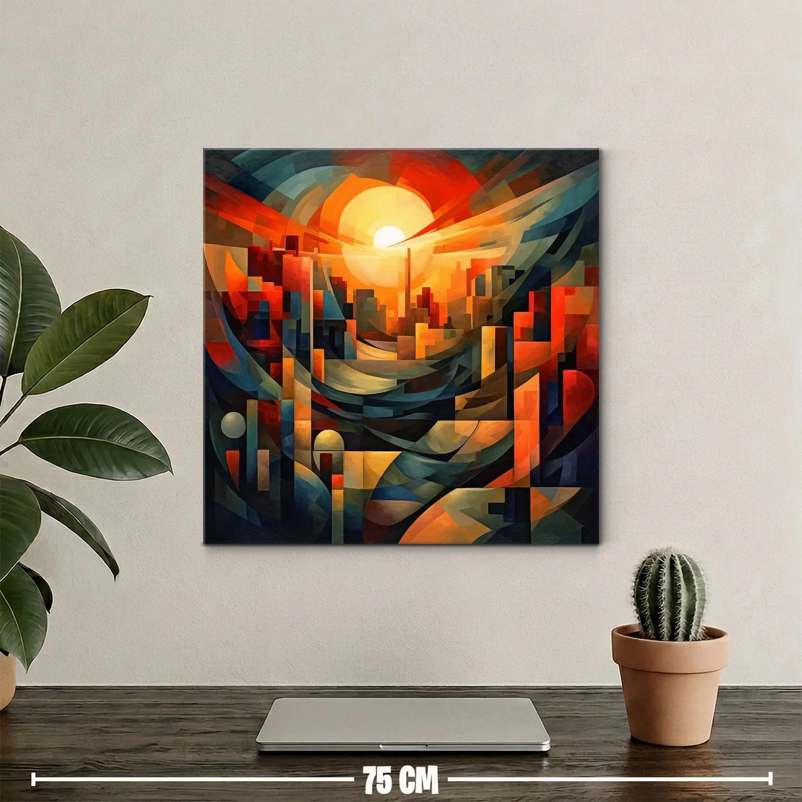 Atardecer abstracto con arquitectura geométrica vibrante — miniatura 2