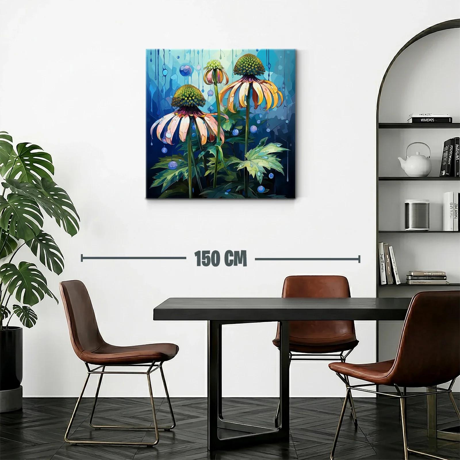 Flores abstractas en tonalidades frías y cálidas vibrantes — miniatura 2