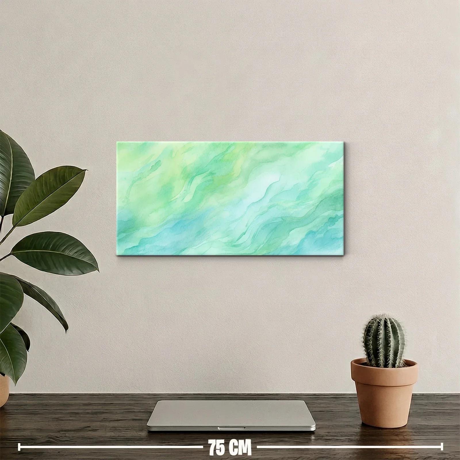 Cuadro abstracción de acuarela en verde agua — miniatura 2