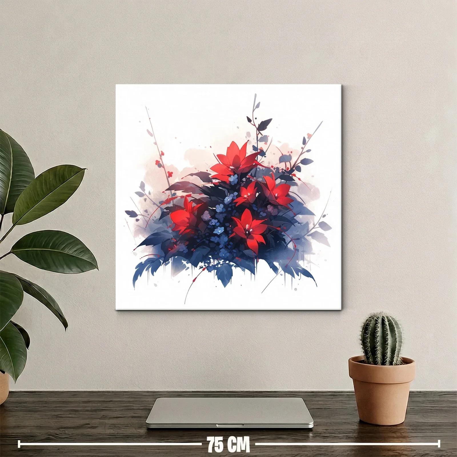 Ramo vibrante de flores rojas sobre fondo suave — miniatura 2