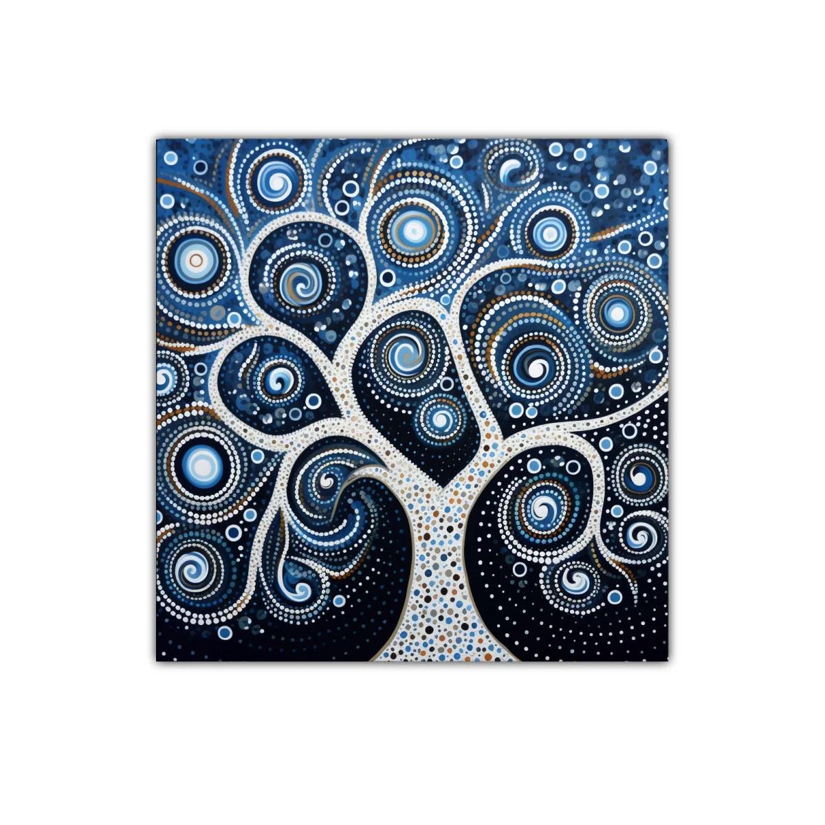Árbol de espirales en tonos azul y blanco — miniatura 1