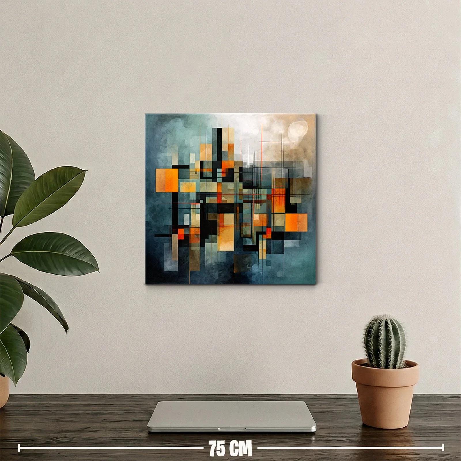Composición geométrica abstracta en tonos cálidos y fríos — miniatura 2